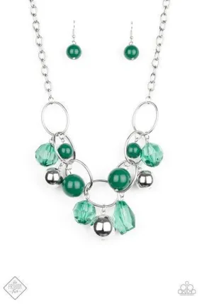 Cosmic Getaway Green and Silver Necklace - Paparazzi Accessories