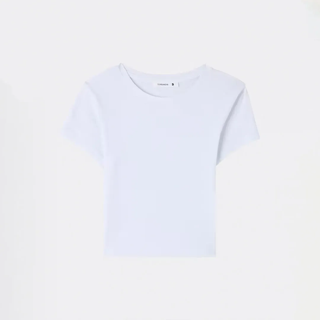 Crew Neck Short Sleeve Cropped T-Shirt