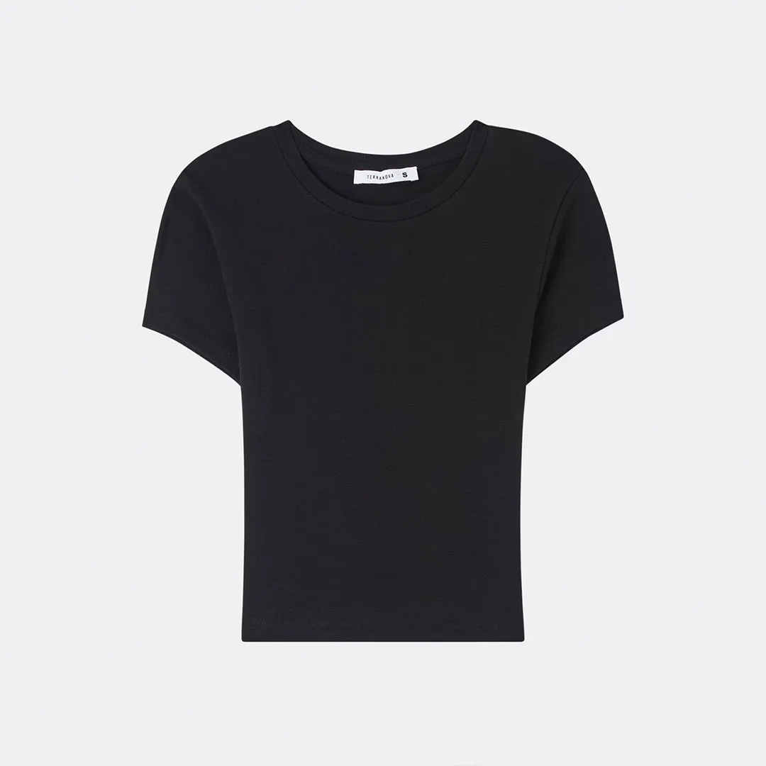 Crew Neck Short Sleeve Cropped T-Shirt