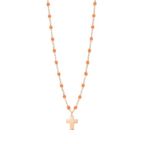 Cross Charm Classic Gigi Orange necklace, Rose Gold, 16.5"