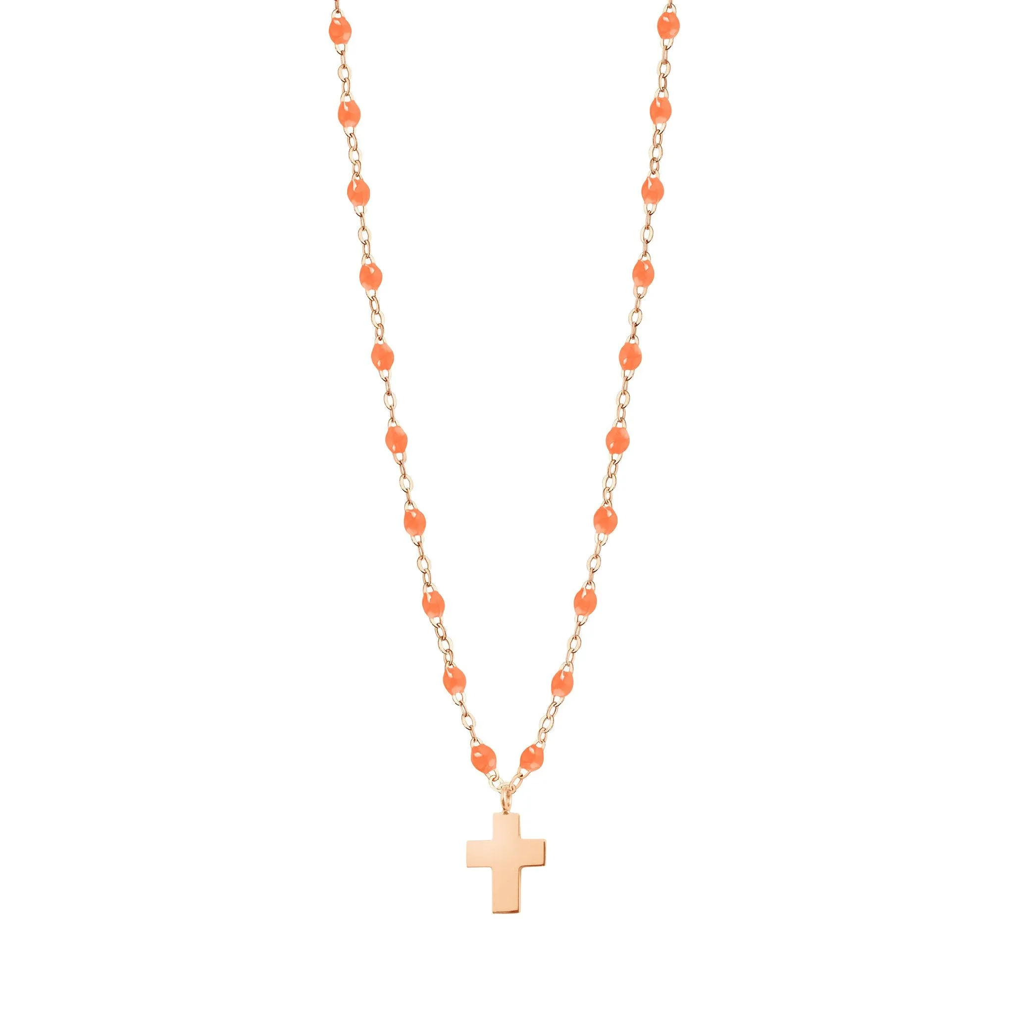 Cross Charm Classic Gigi Orange necklace, Rose Gold, 16.5"