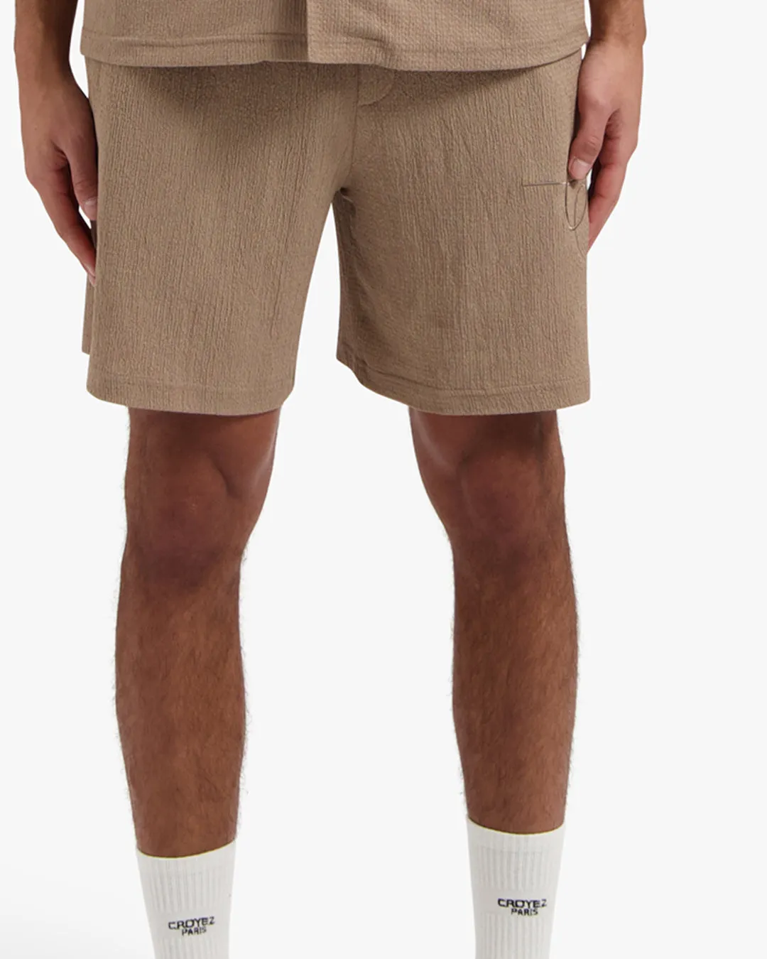 CROYEZ SEERSUCKER SHORTS - MUSHROOM