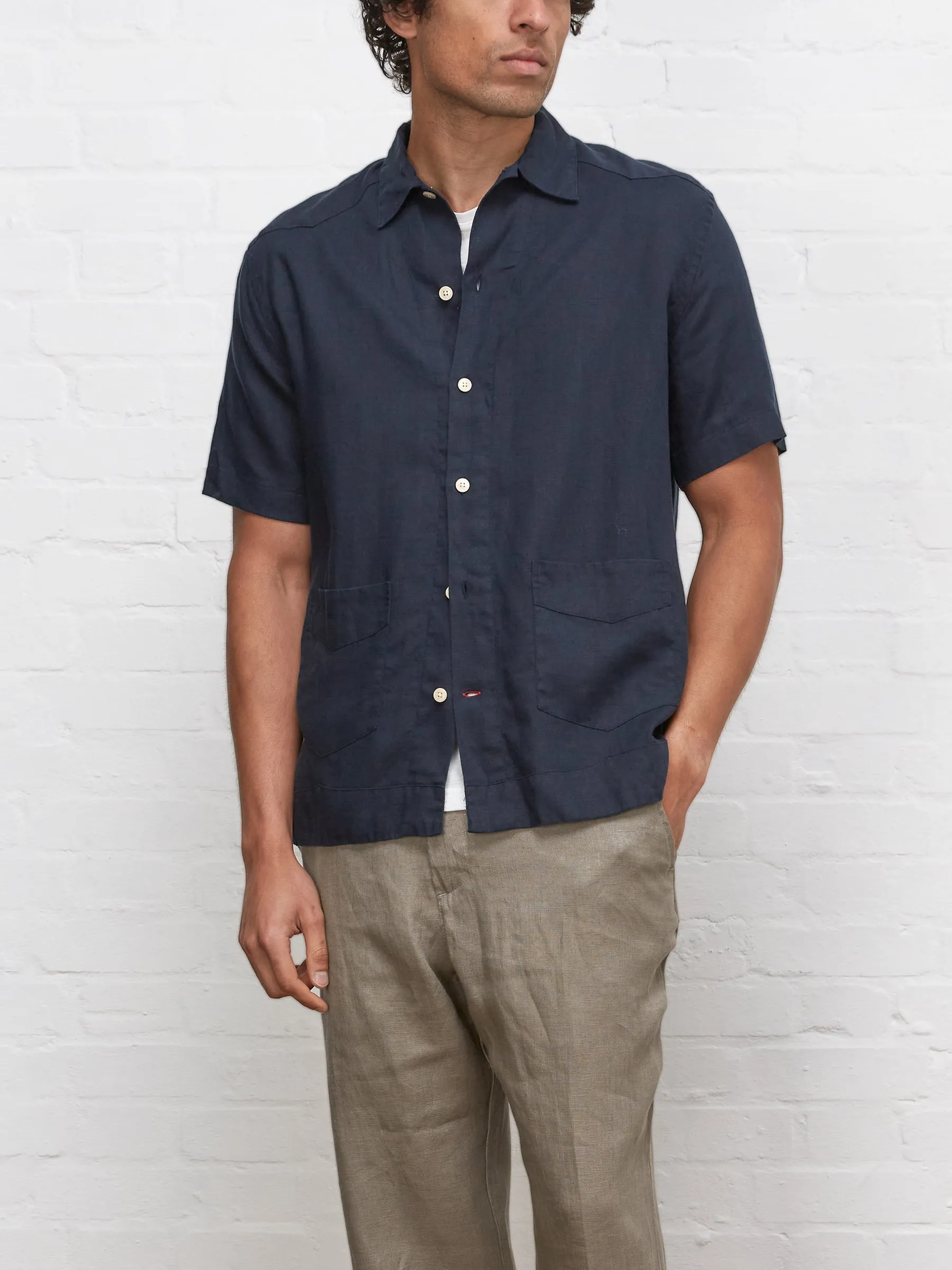 Cuban Short Sleeve Shirt Padworth Navy