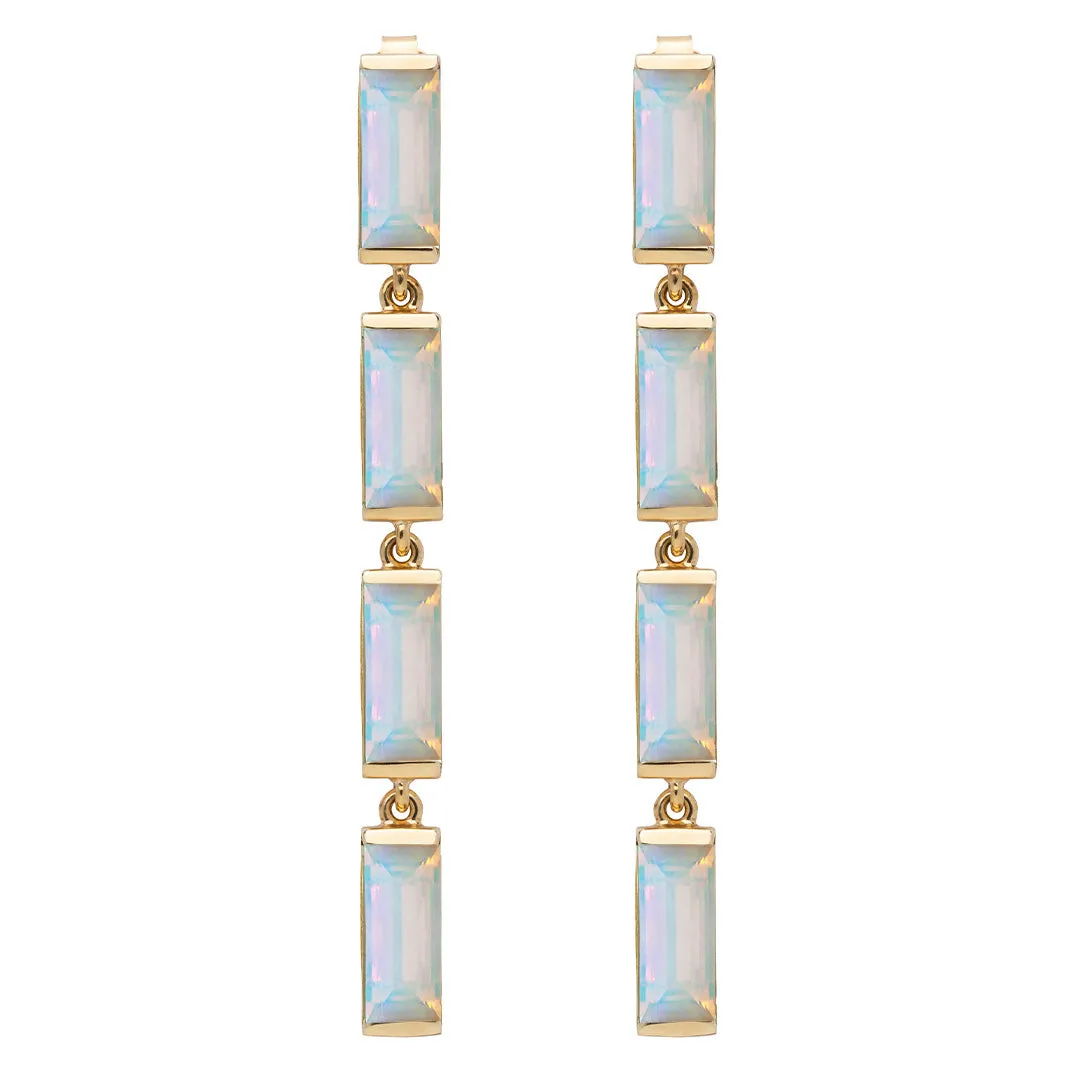 DECO MAXI BAGUETTE OPAL EARRINGS