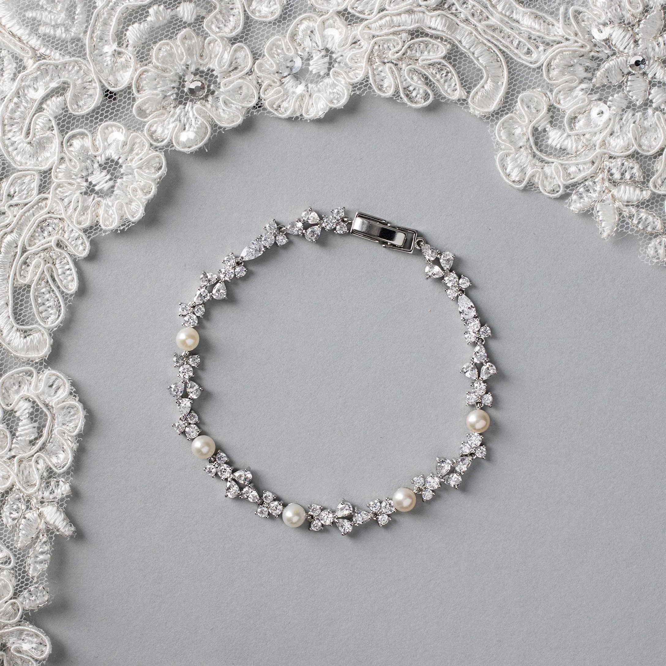 Delicate Freshwater Pearl CZ Bracelet