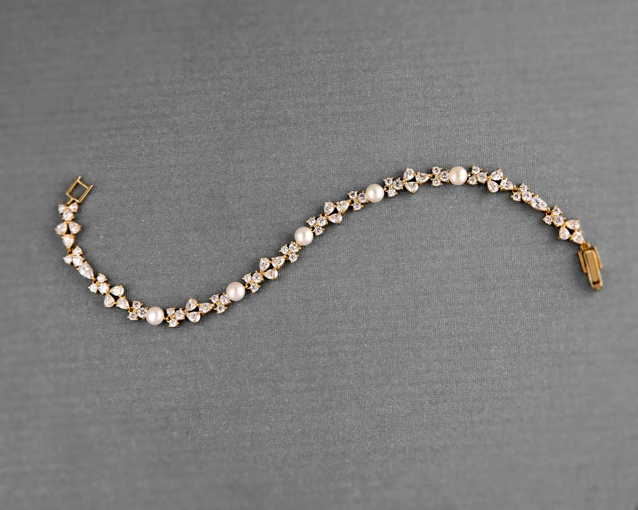 Delicate Freshwater Pearl CZ Bracelet