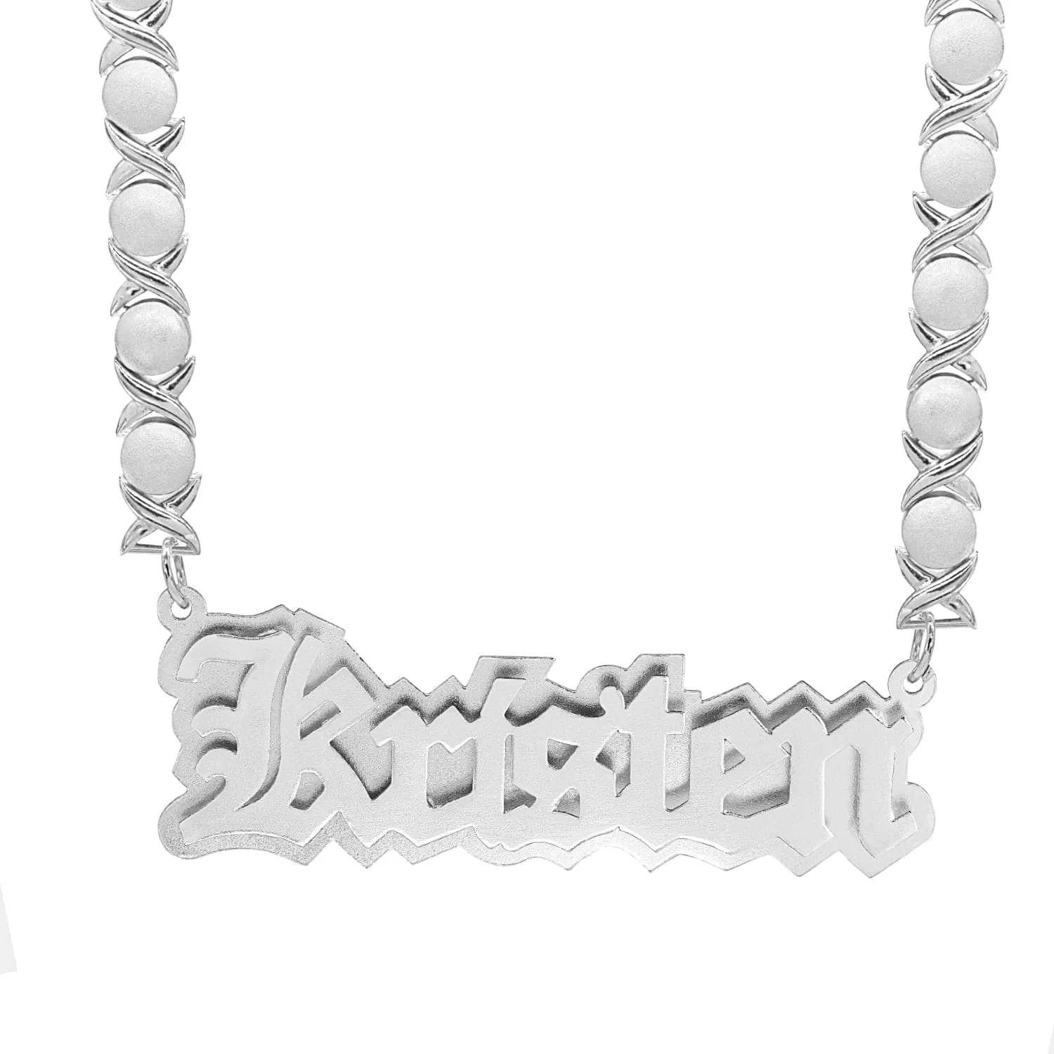 Double Plated Nameplate Necklace Kristen With Rhodium Xoxo Chain