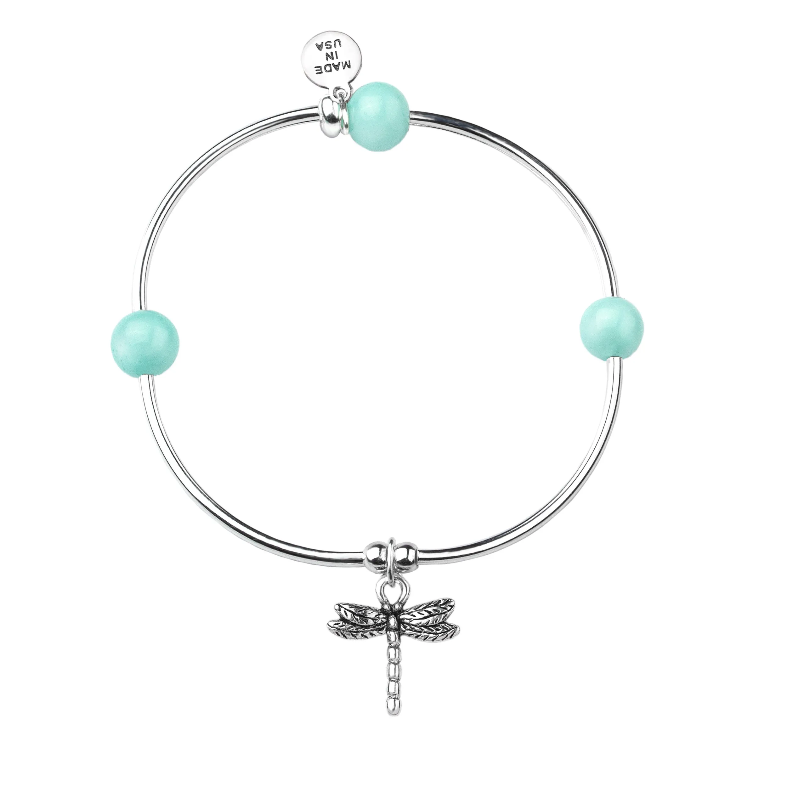 Dragonfly | Soft Bangle Charm Bracelet |  Tiffany Blue