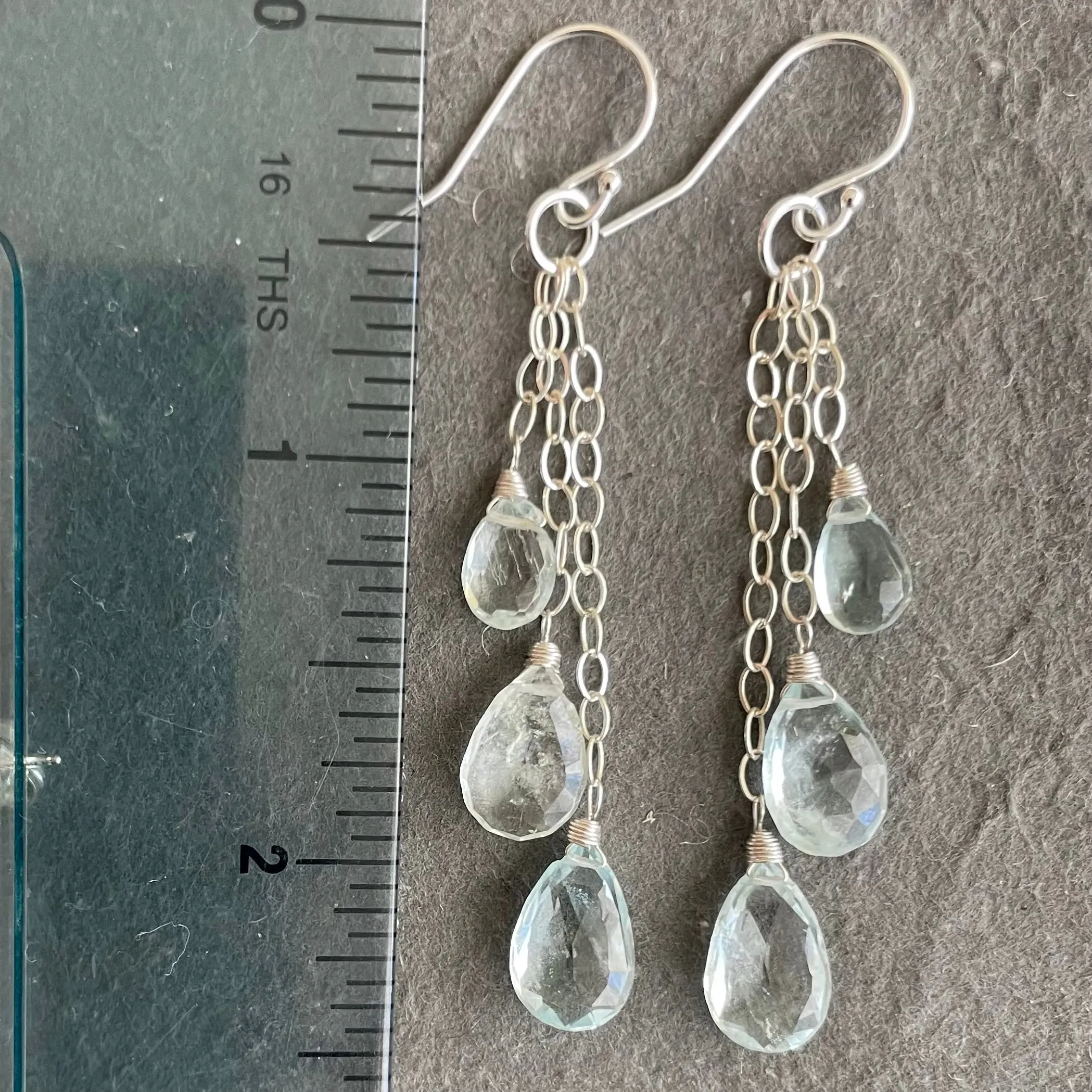 Dripping with Aquamarine Cable Chain Earrings