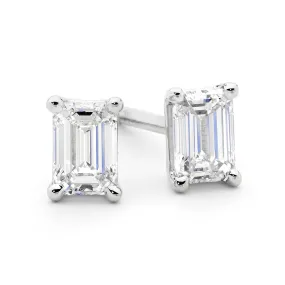 Emerald Cut Diamond Earrings