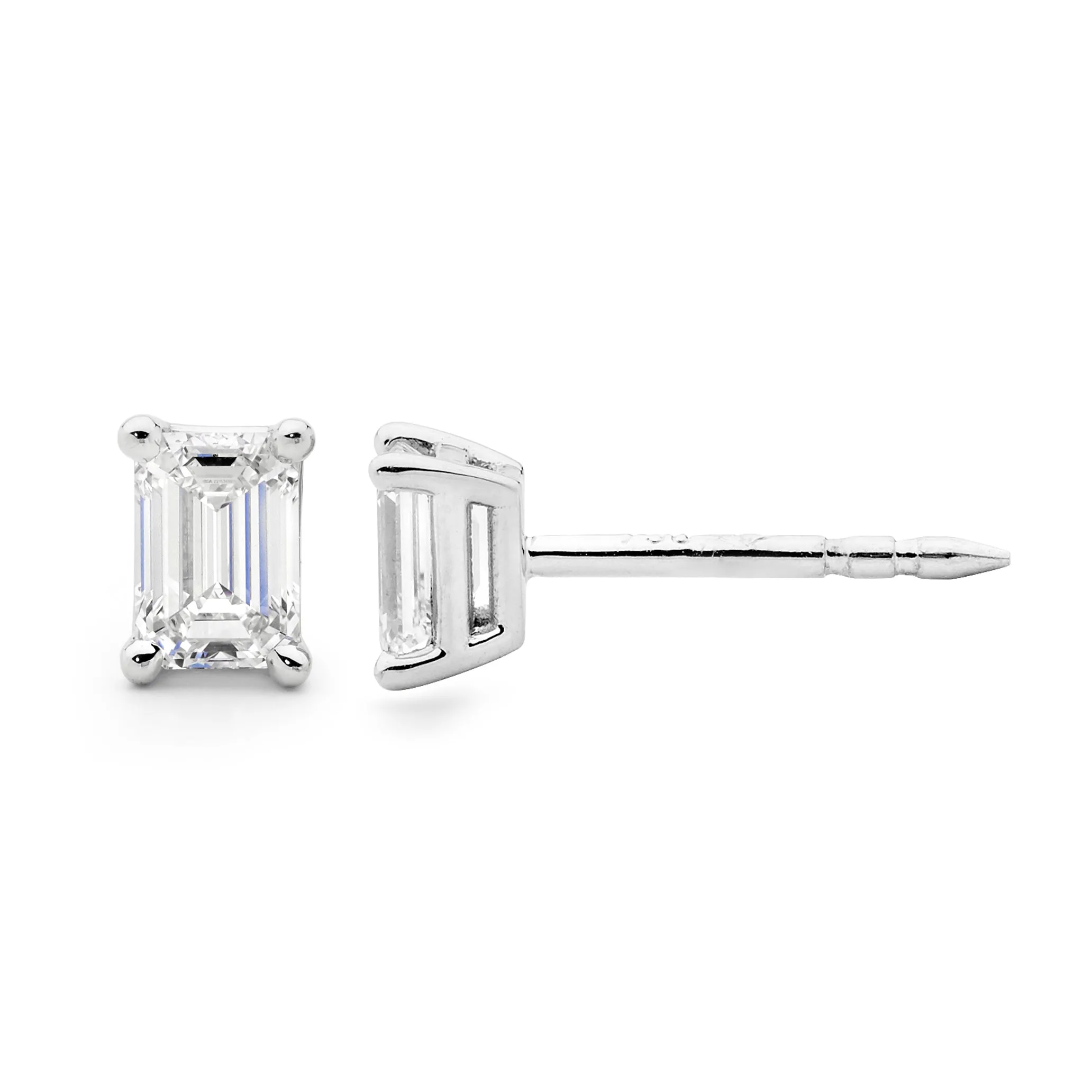 Emerald Cut Diamond Earrings