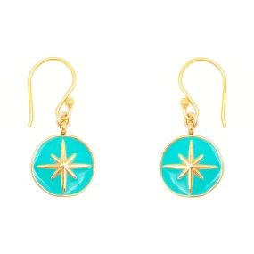 Enamel Charm Earrings - Aqua Compass