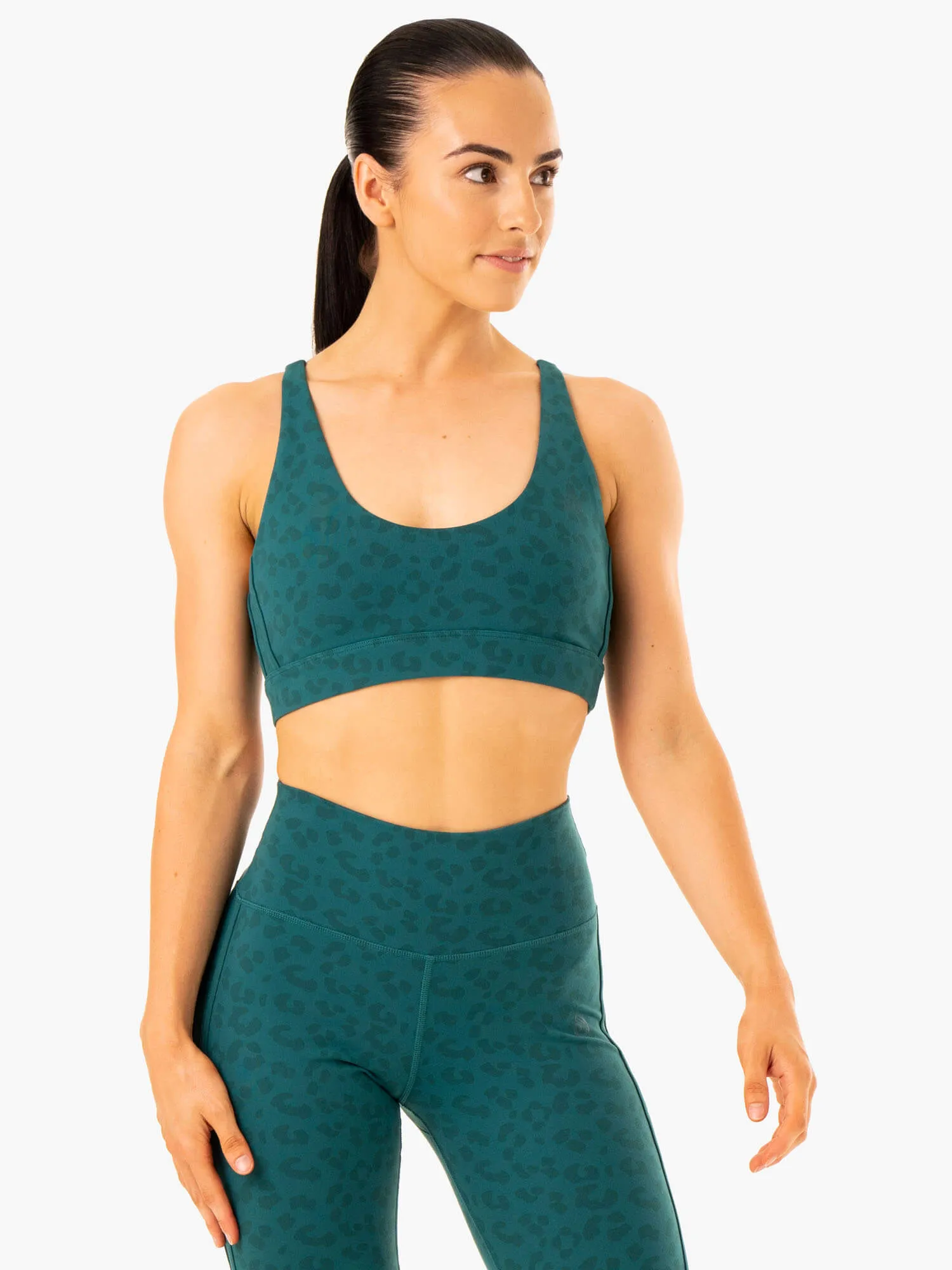 Evolution Sports Bra - Teal Leopard