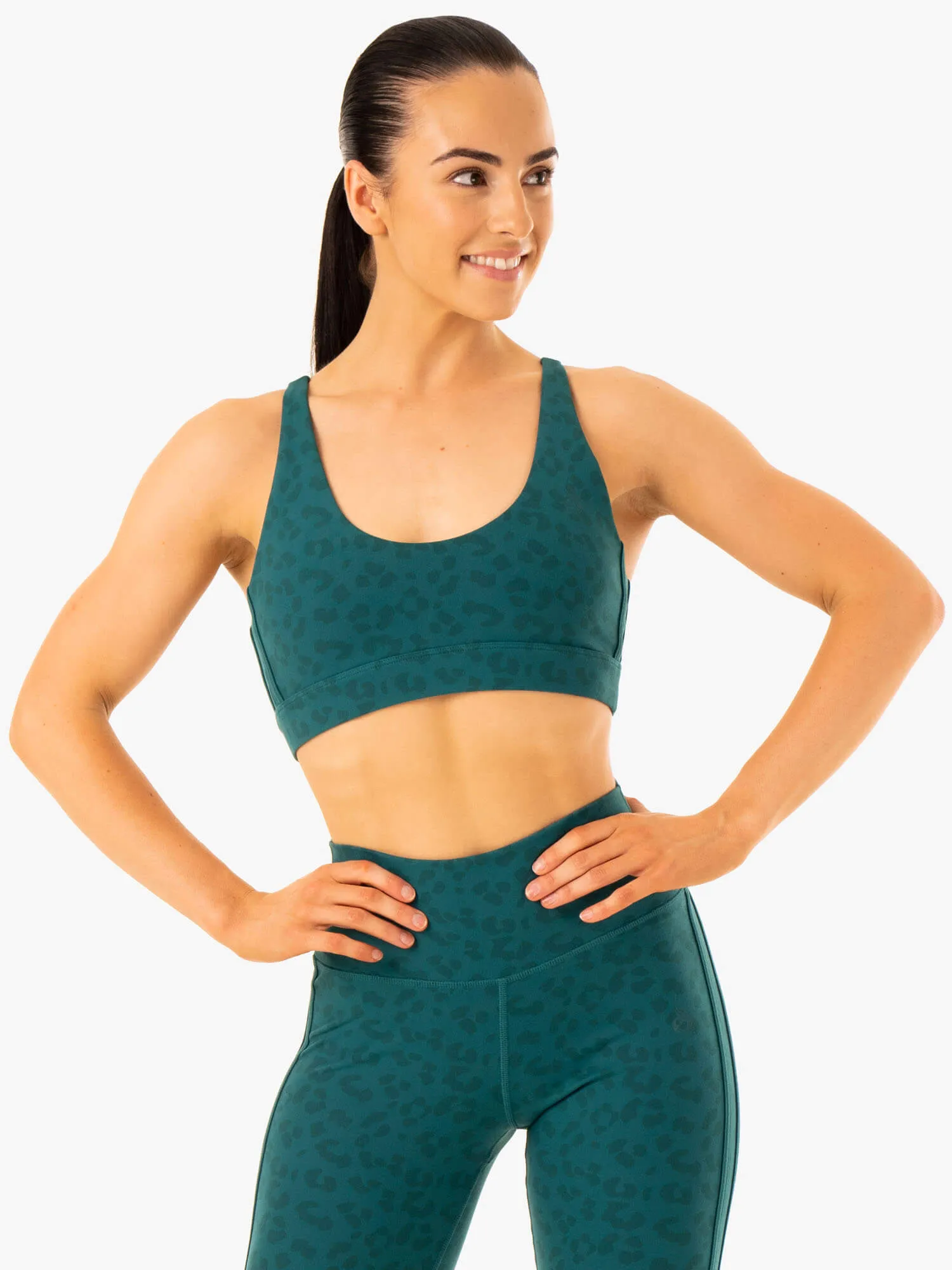 Evolution Sports Bra - Teal Leopard