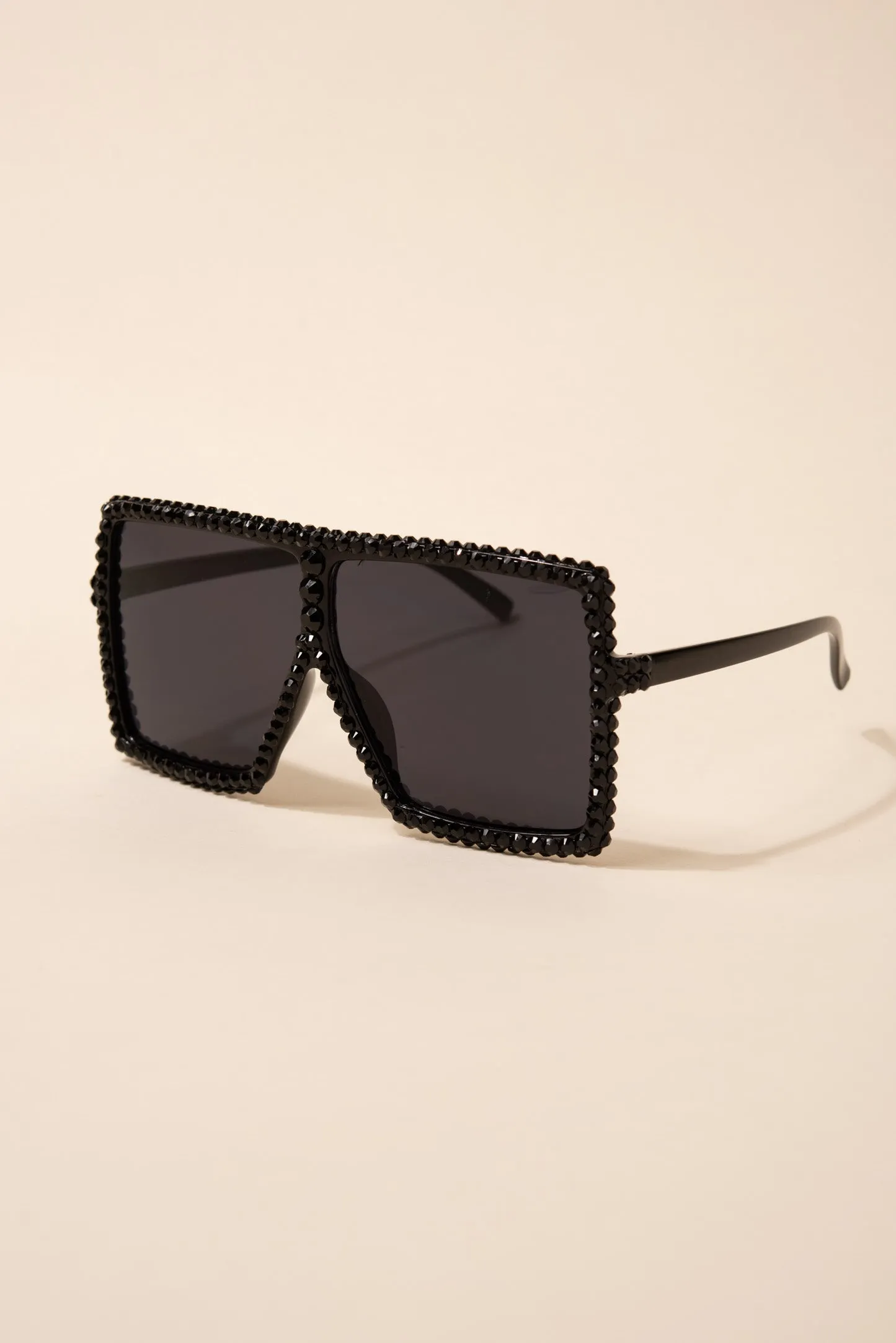 Fame Oversized Square Rhinestone Sunglasses