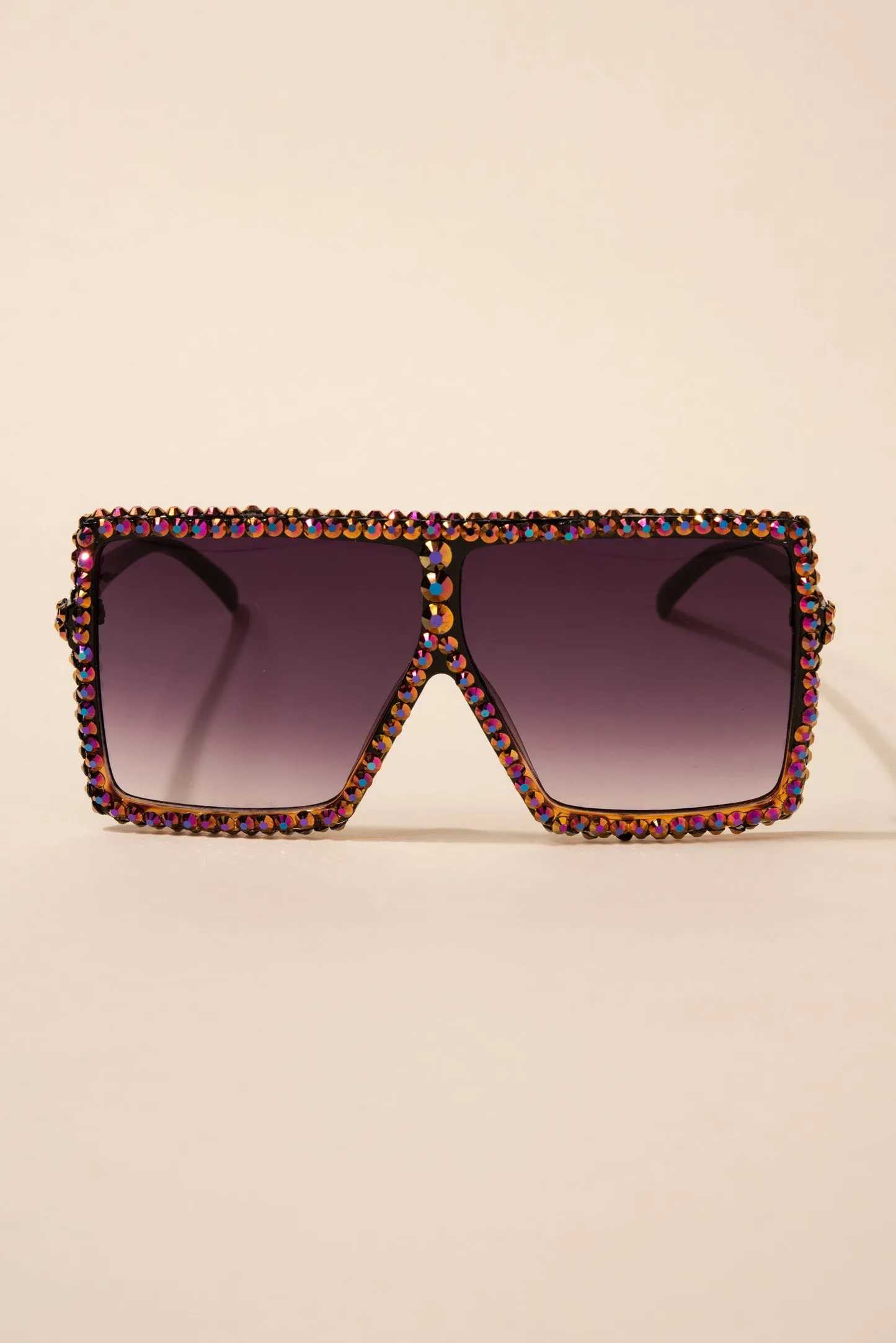 Fame Oversized Square Rhinestone Sunglasses