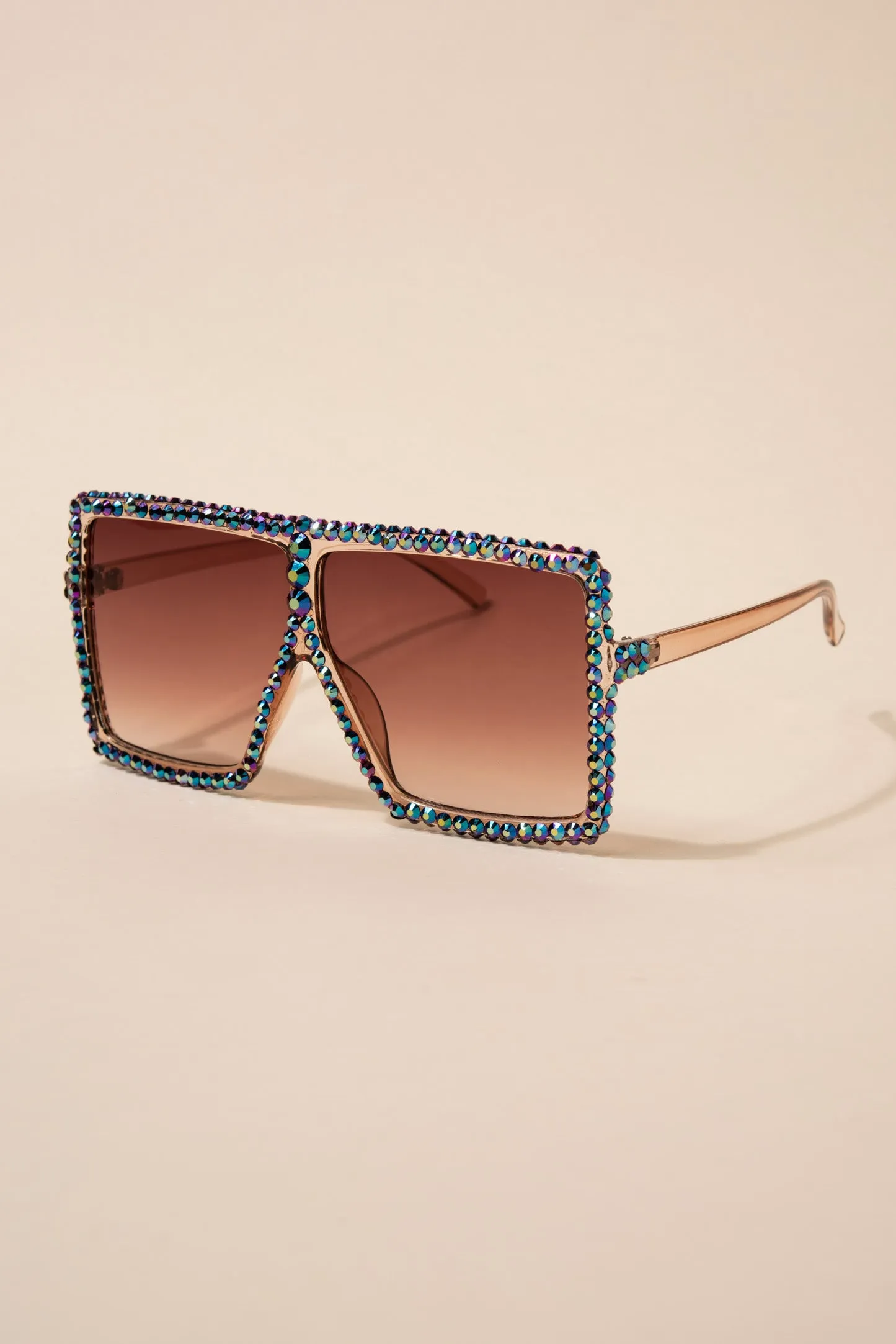 Fame Oversized Square Rhinestone Sunglasses