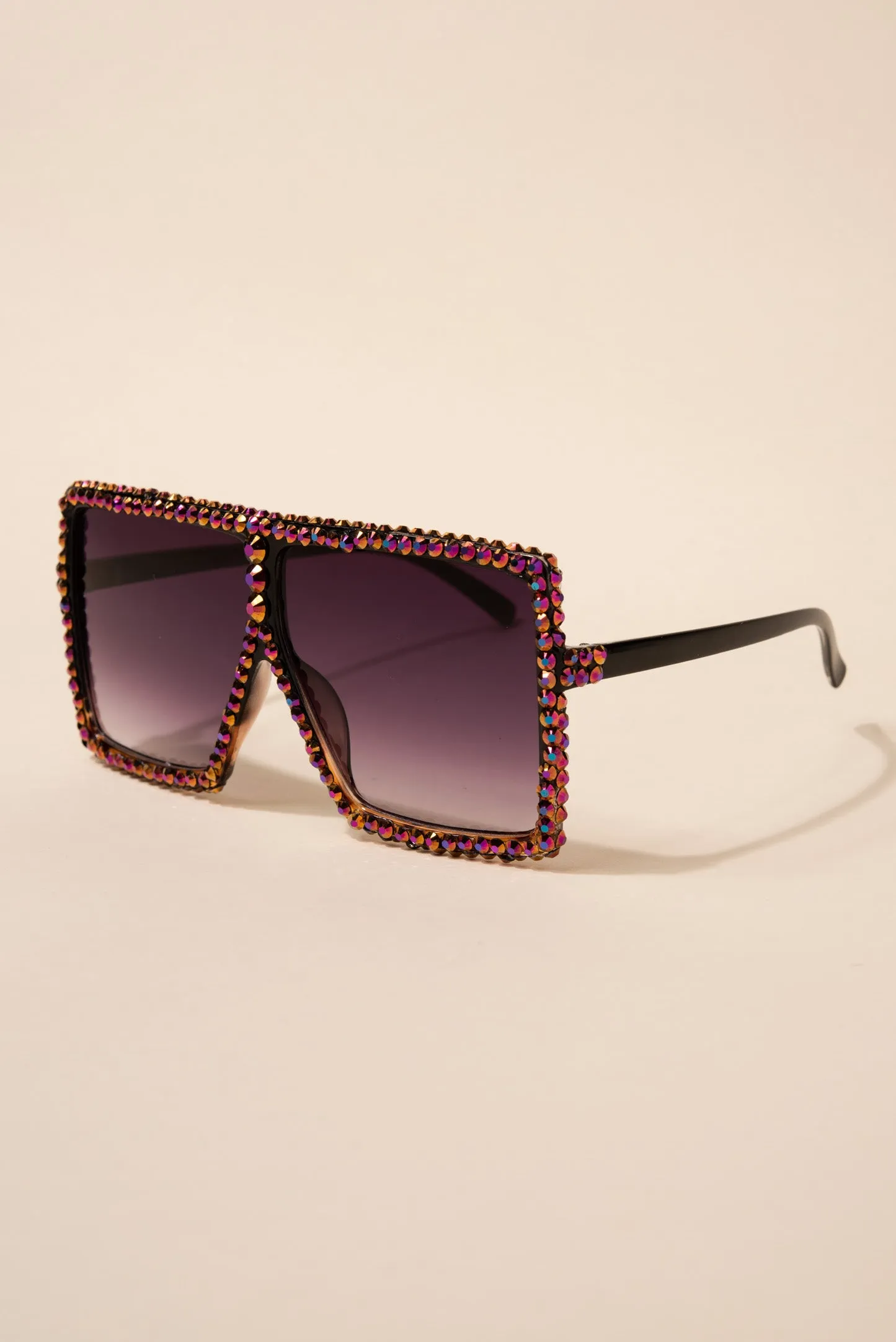 Fame Oversized Square Rhinestone Sunglasses