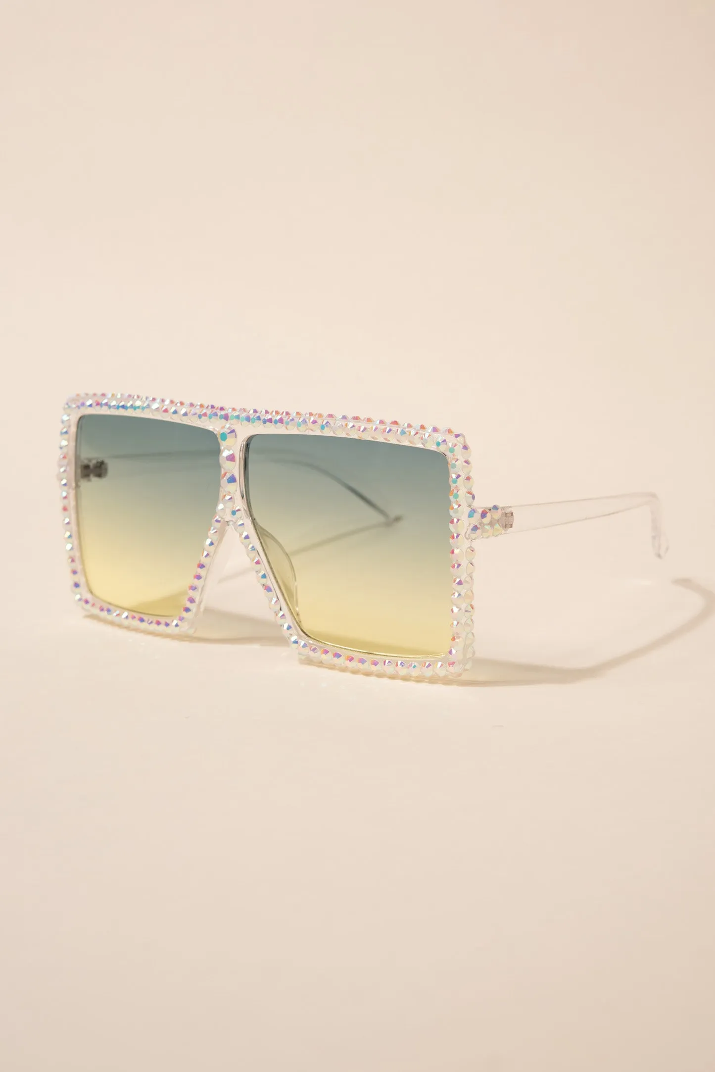 Fame Oversized Square Rhinestone Sunglasses