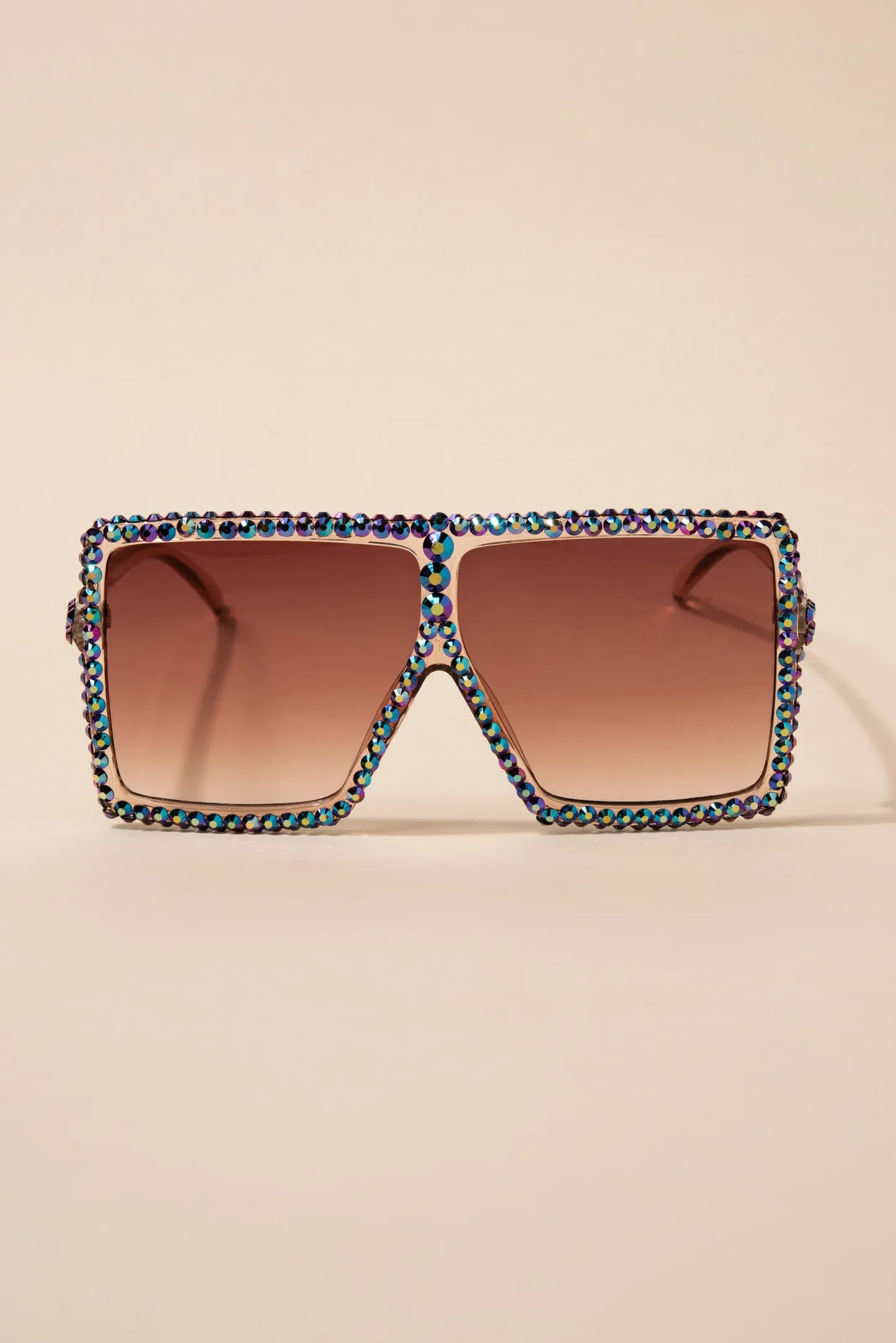 Fame Oversized Square Rhinestone Sunglasses