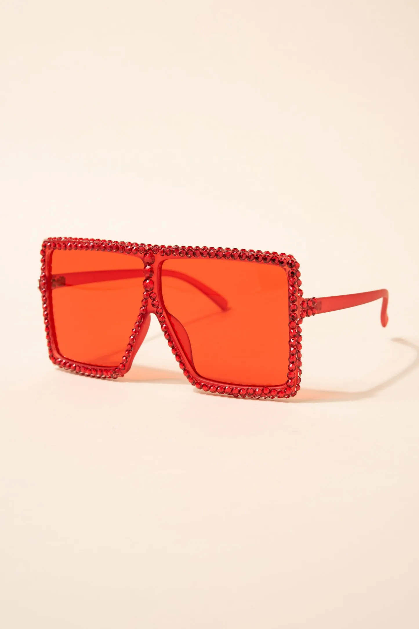 Fame Oversized Square Rhinestone Sunglasses