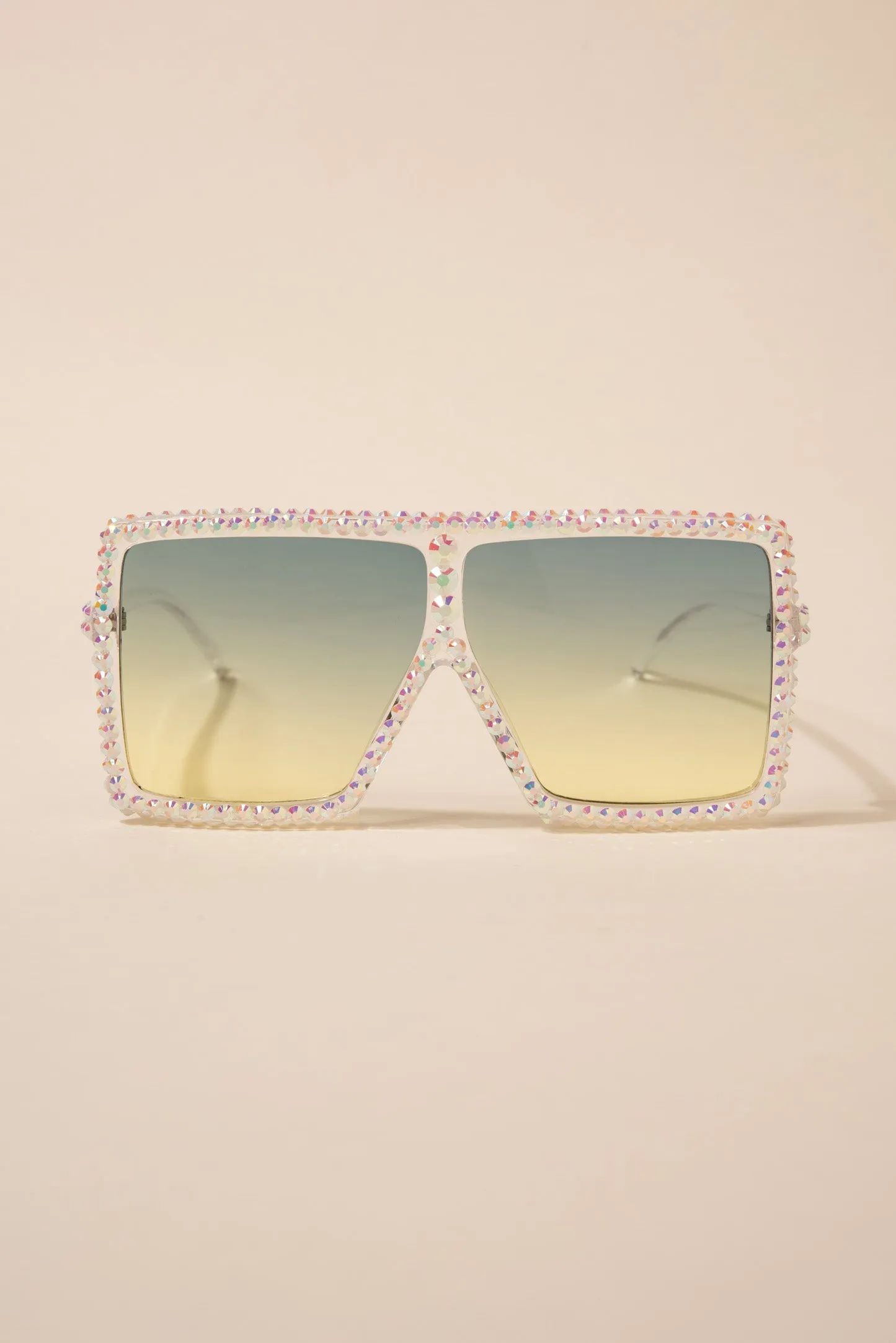 Fame Oversized Square Rhinestone Sunglasses