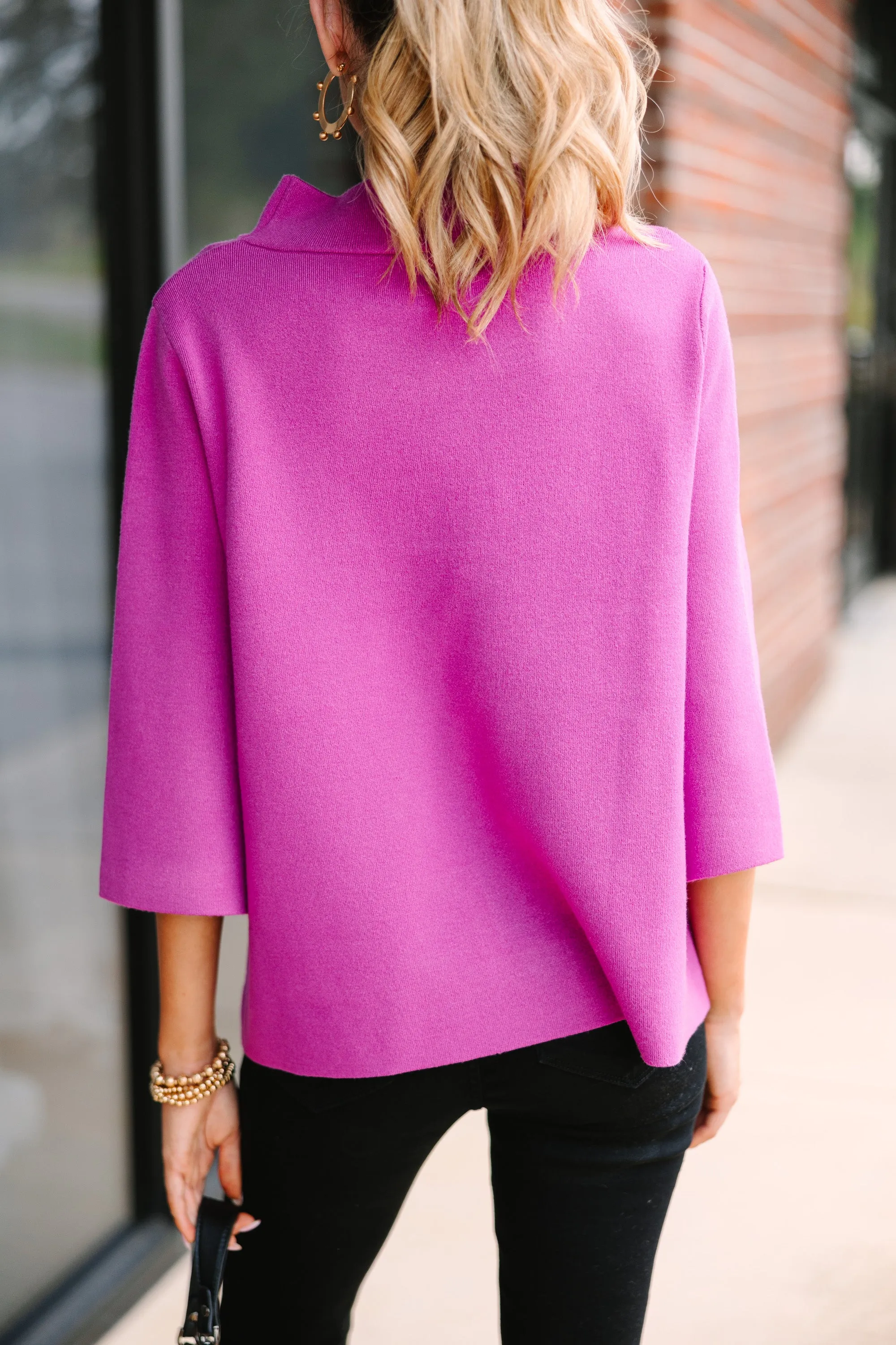 Fate: Feeling Fine Magenta Purple Mock Neck Sweater