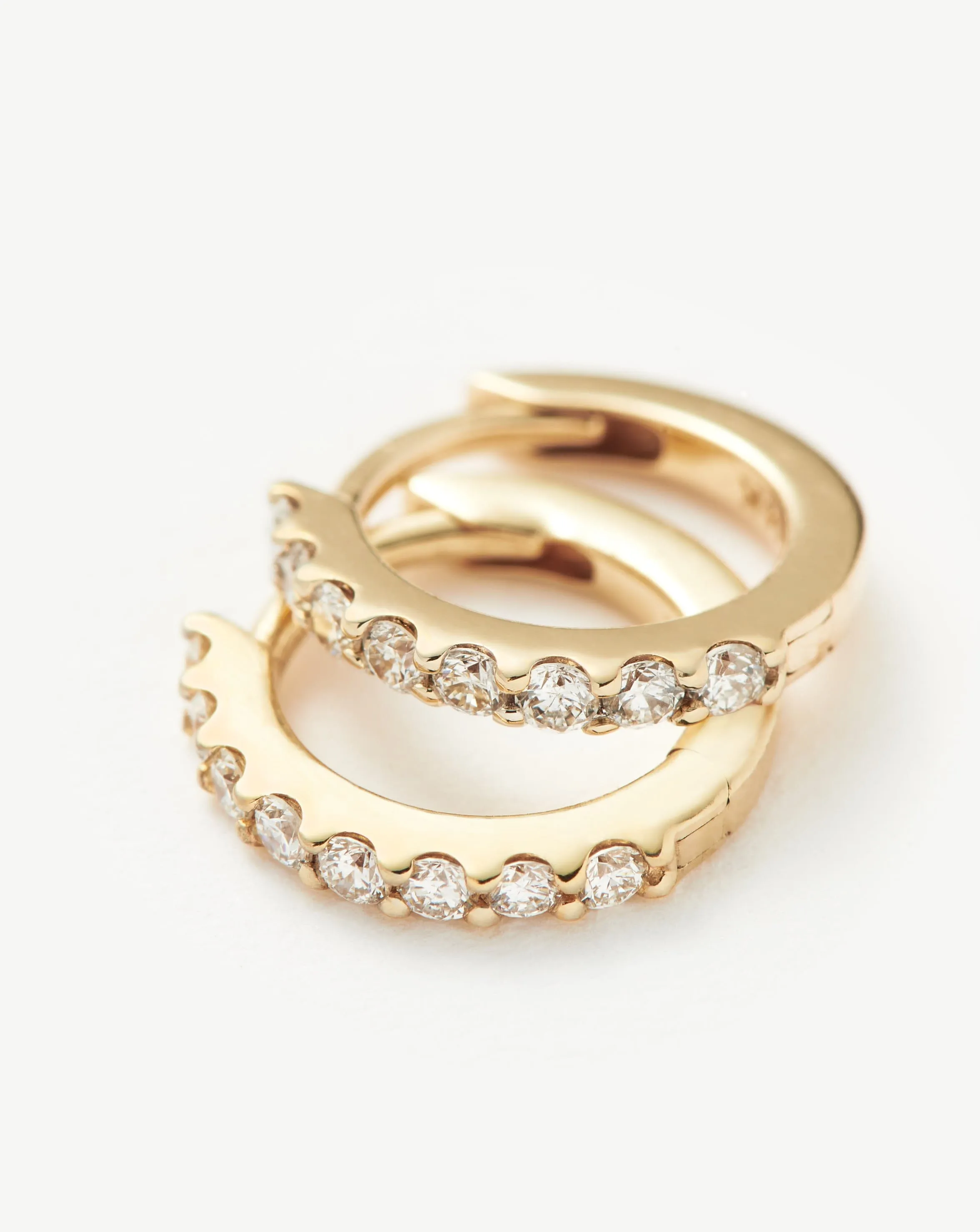 Fine Classic Diamond Huggies | 14k Solid Gold/Diamond