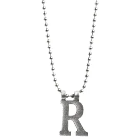 Finished Jewelry-Simple-Letter R-Antique Silver Ball Chain Necklace-30 Inches