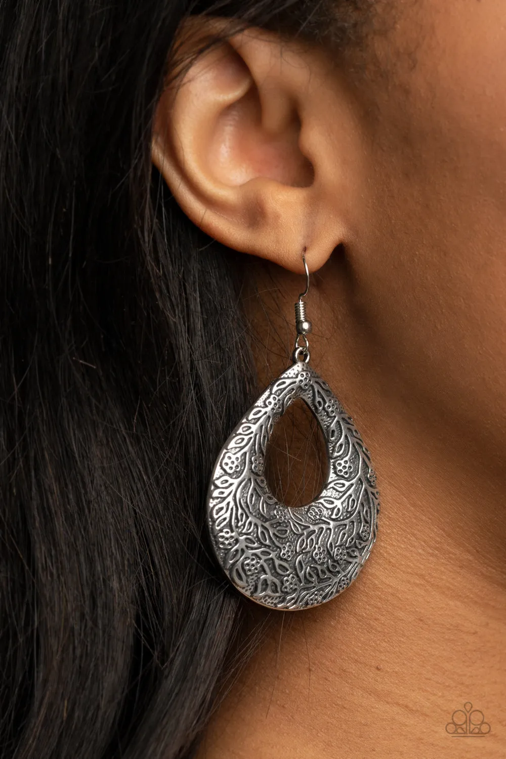 Flirtatiously Flourishing - Silver Earring