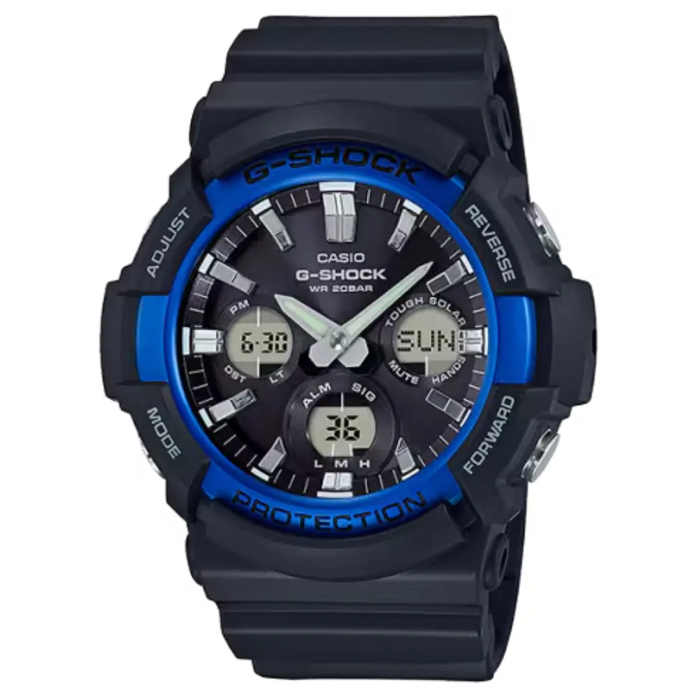 G-Shock Analog-Digital Resin GAS-100 Series, Black with Blue Accents, GAS100B-1A2