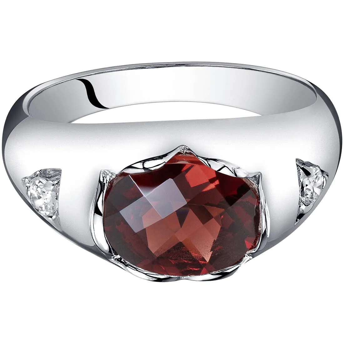 Garnet Oval Cut Sterling Silver Ring Size 8