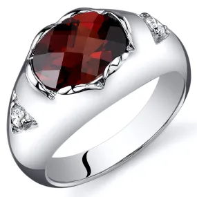 Garnet Oval Cut Sterling Silver Ring Size 8