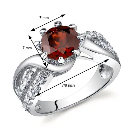 Garnet Round Cut Sterling Silver Ring Size 5