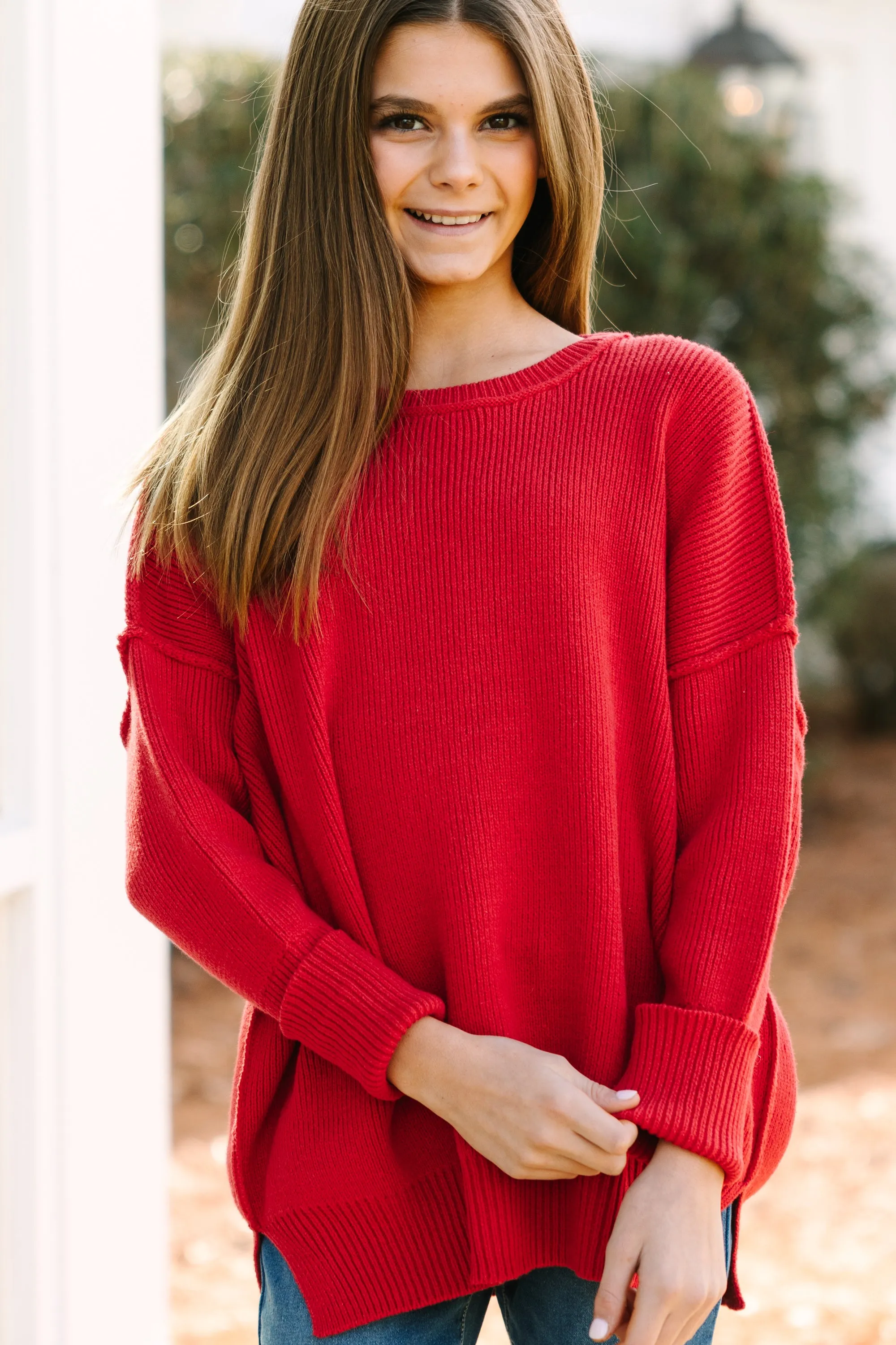 Girls: Give You Joy Red Dolman Sweater