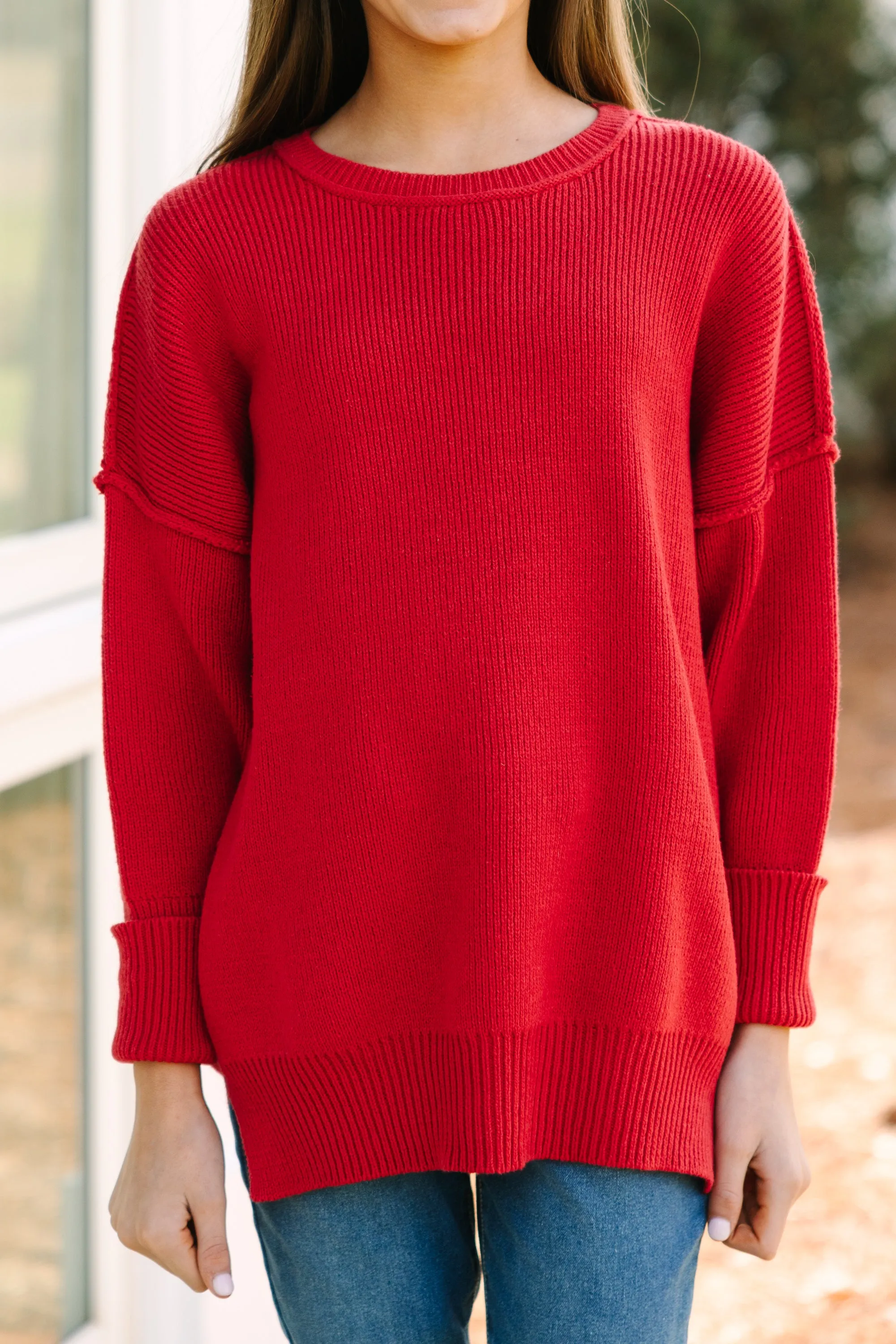 Girls: Give You Joy Red Dolman Sweater