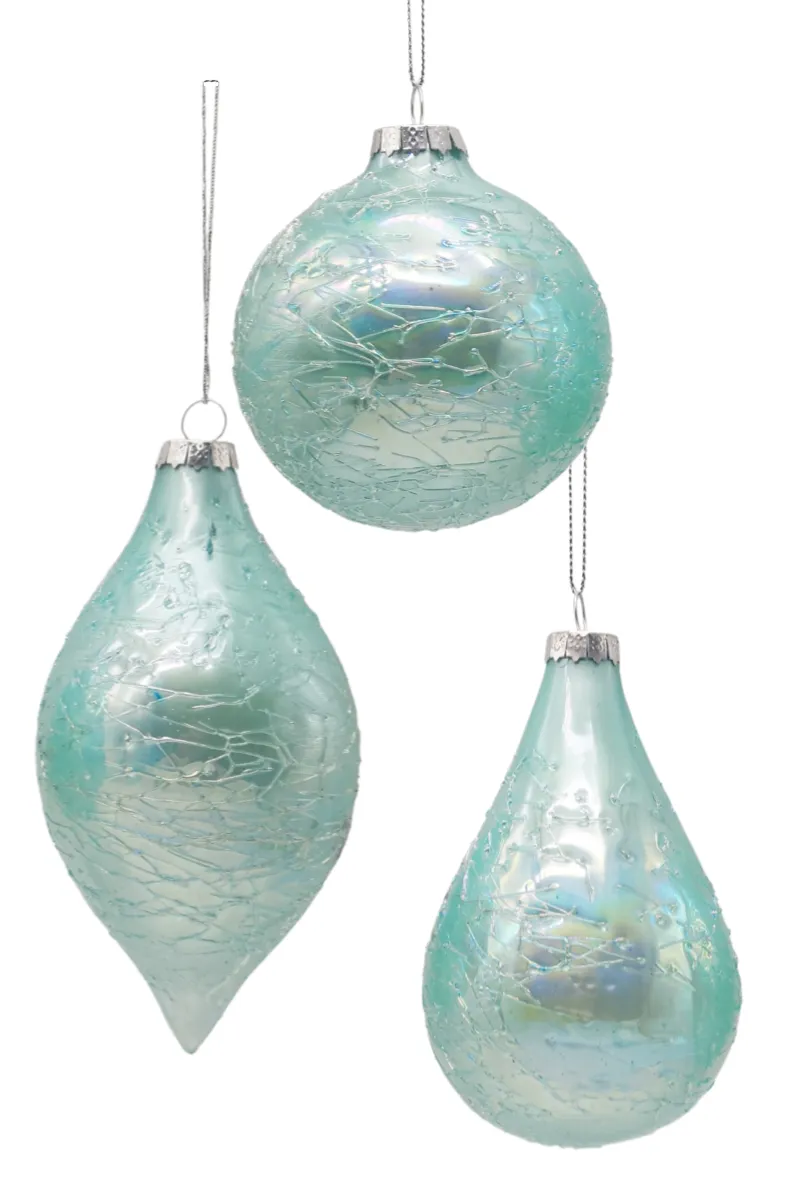 Glass Baubles, Light Teal