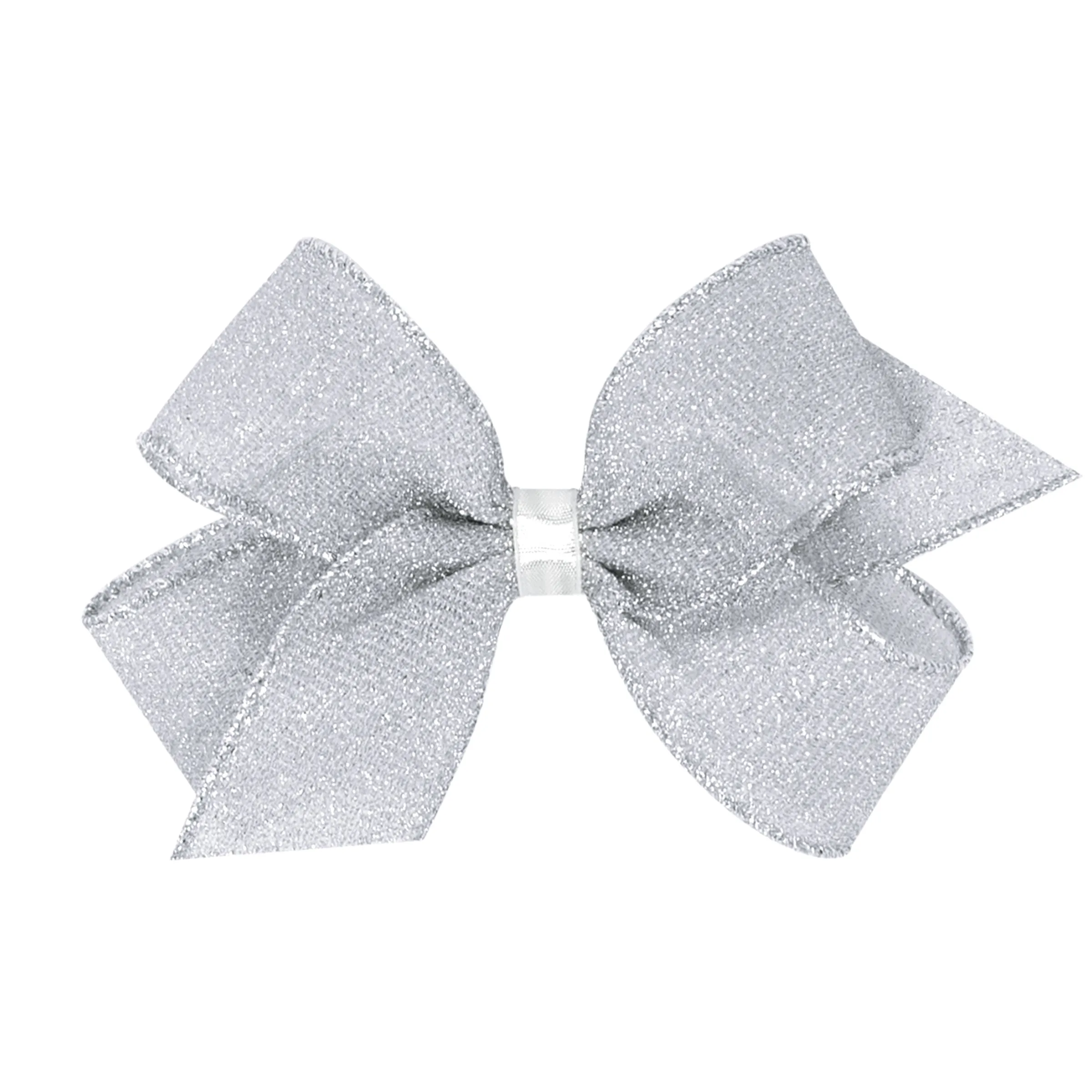 Glimmer Sparkle Hair Bow on Clippie - Silver