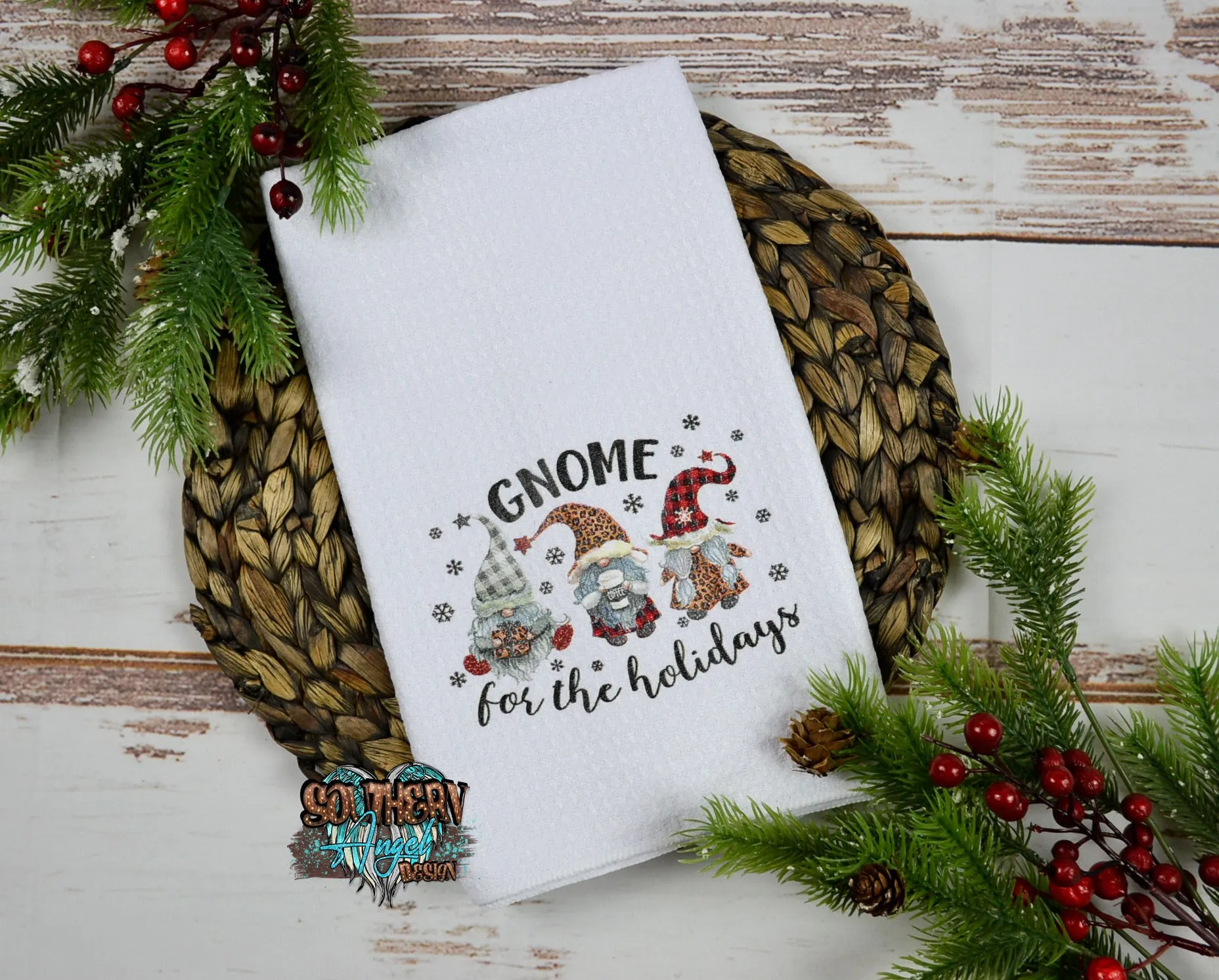 Gnome For The Holiday Kitchen Towel