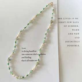 Green Jade & Aventurine Pearl Lucia Beaded Necklace