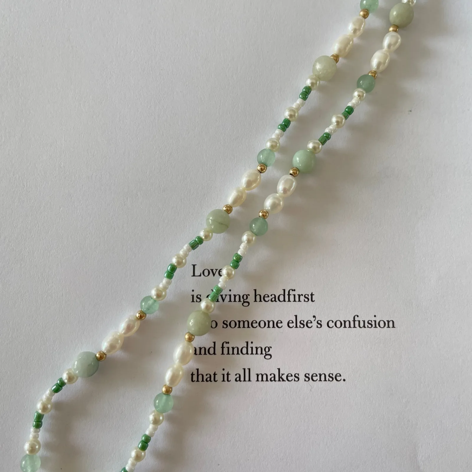 Green Jade & Aventurine Pearl Lucia Beaded Necklace