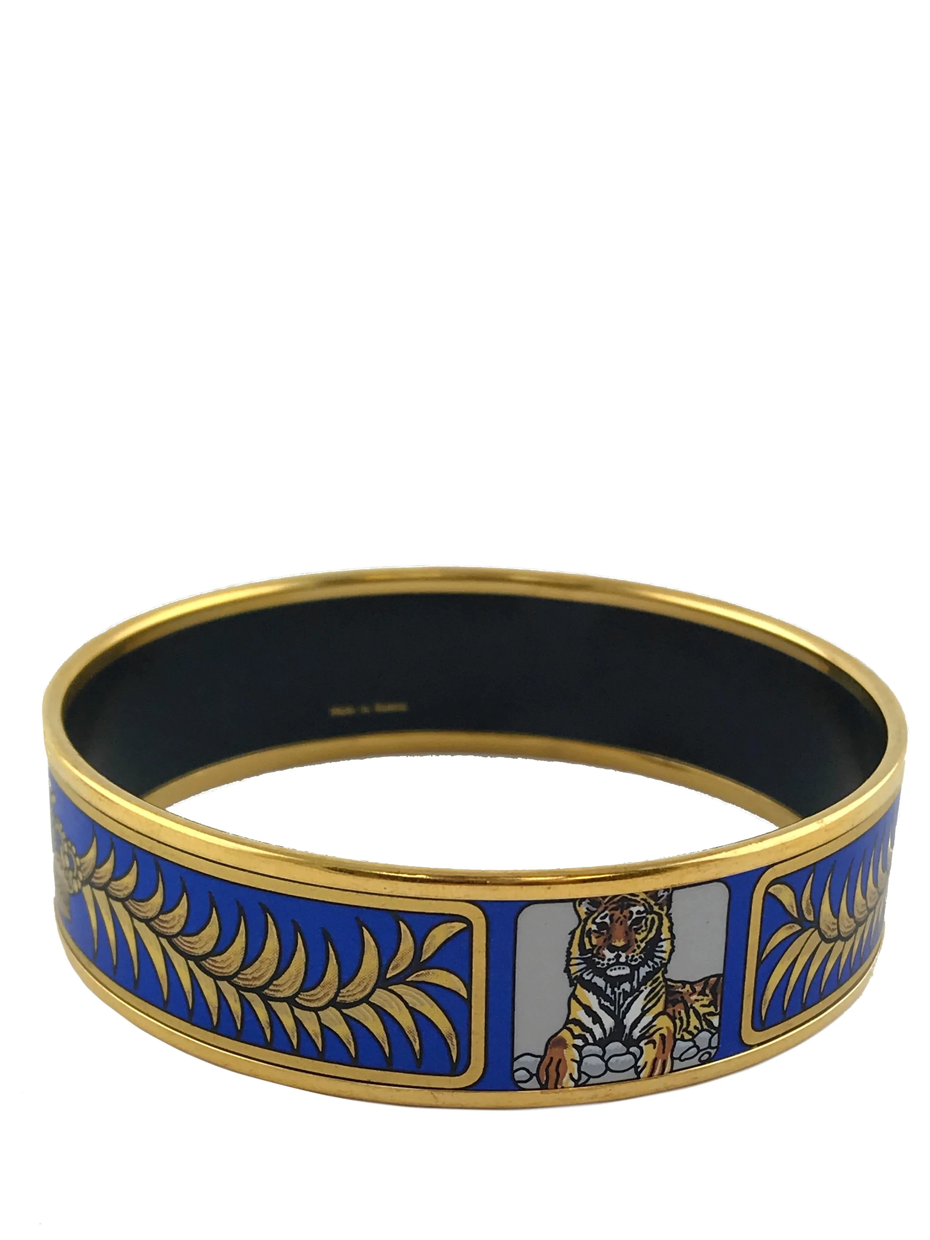 Hermes Printed Enamel Royal Tiger Wide Bracelet 70