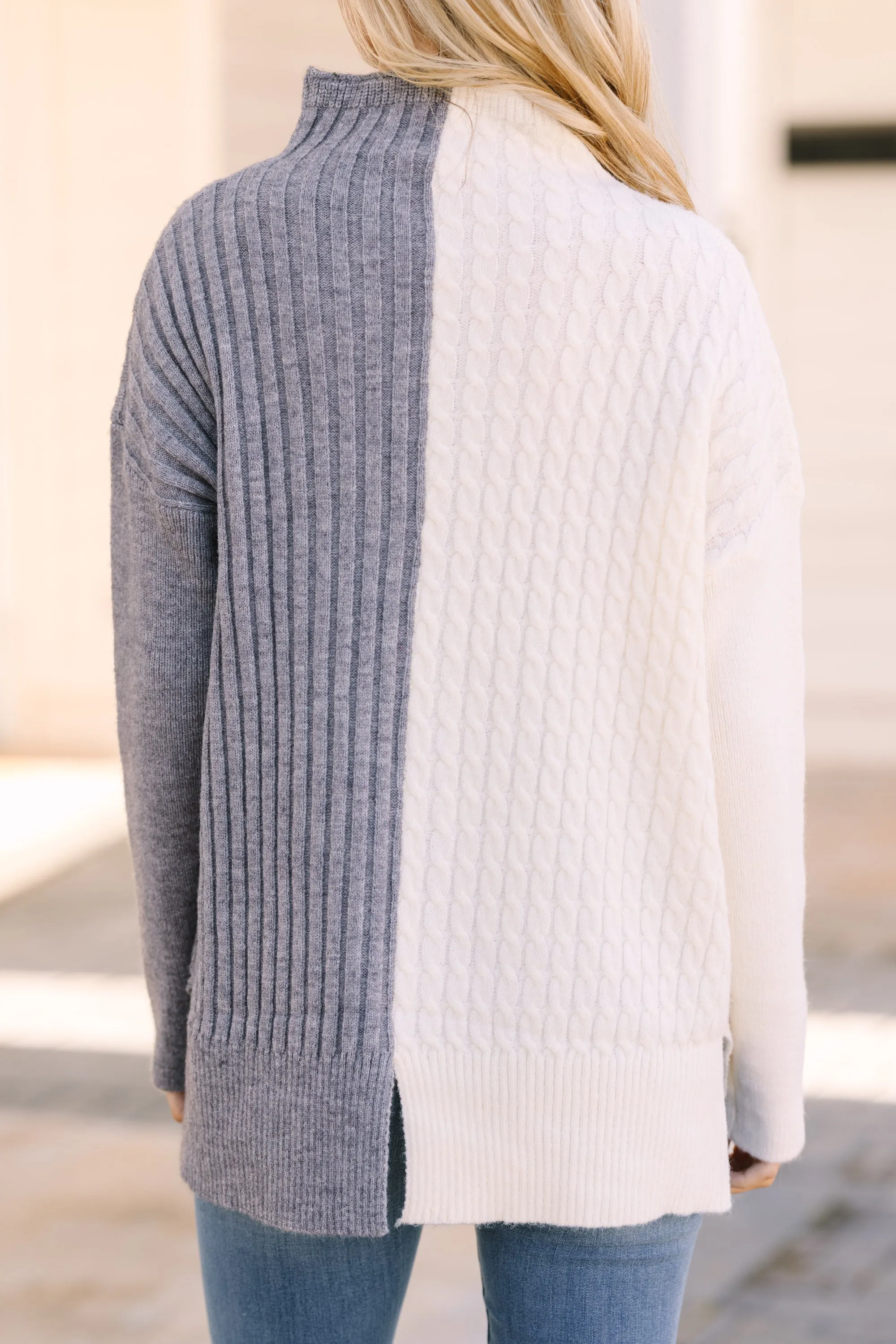 In A Dream Heather Gray Colorblock Sweater