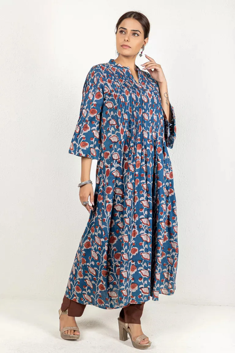 Indigo & Rust Hand Block Jaota Printed Kurta