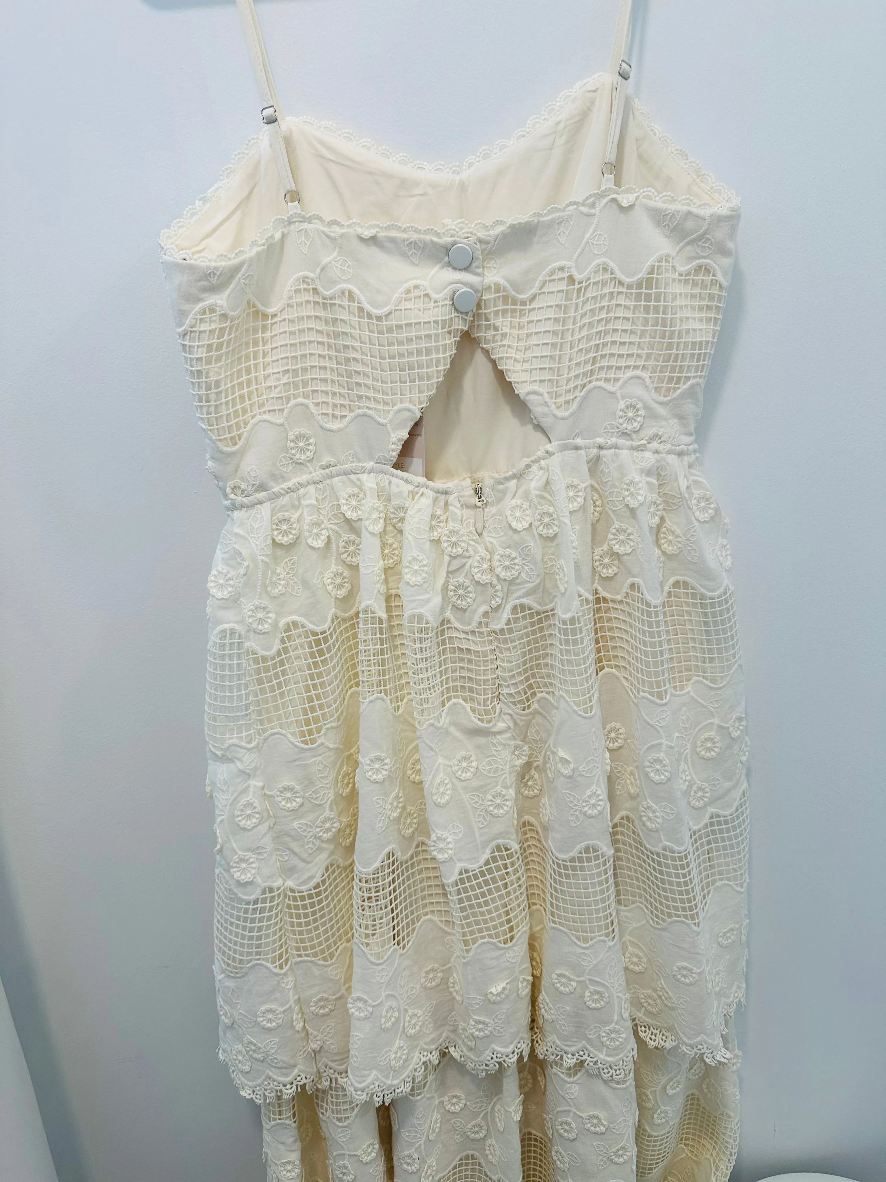 Ivory Crochet Midi Dress