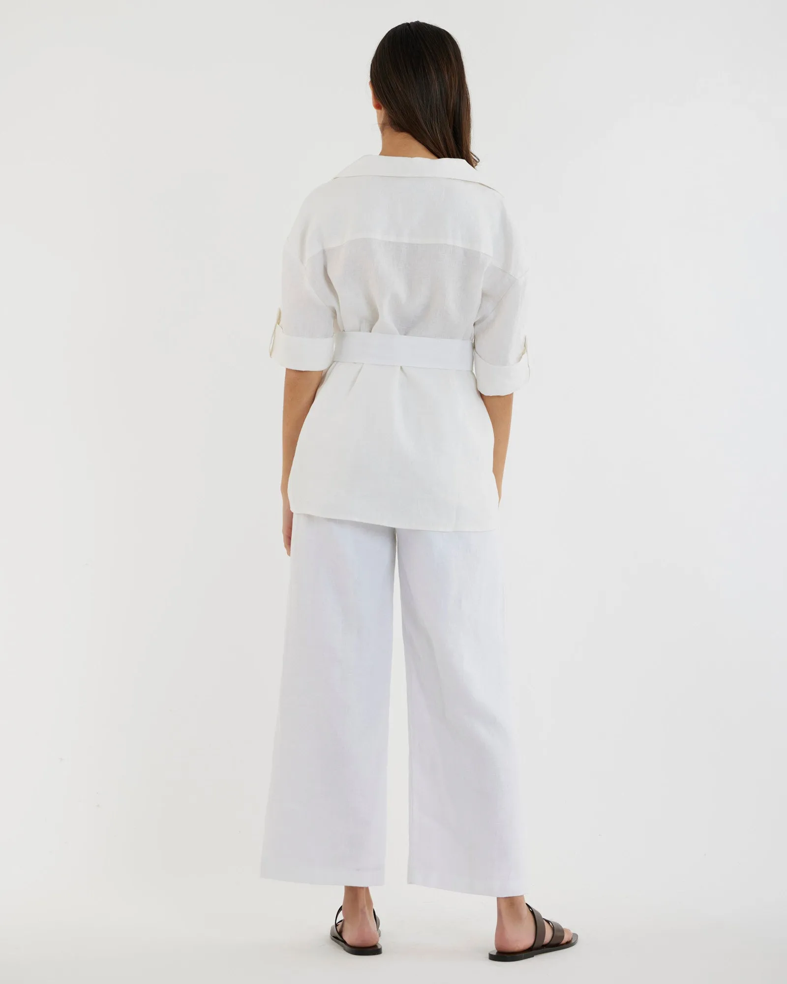 Jade Oversized Linen Shirt - White