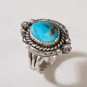 Joe Piaso Jr. Sleeping Beauty Turquoise Navajo USA Native American Made 925 Sterling Silver Ring