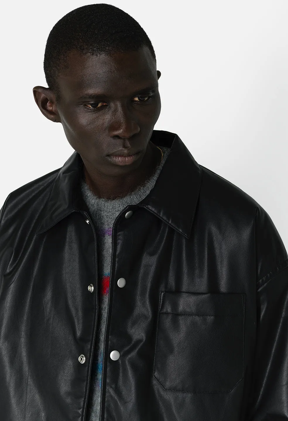 Leather Scout Overshirt / Black