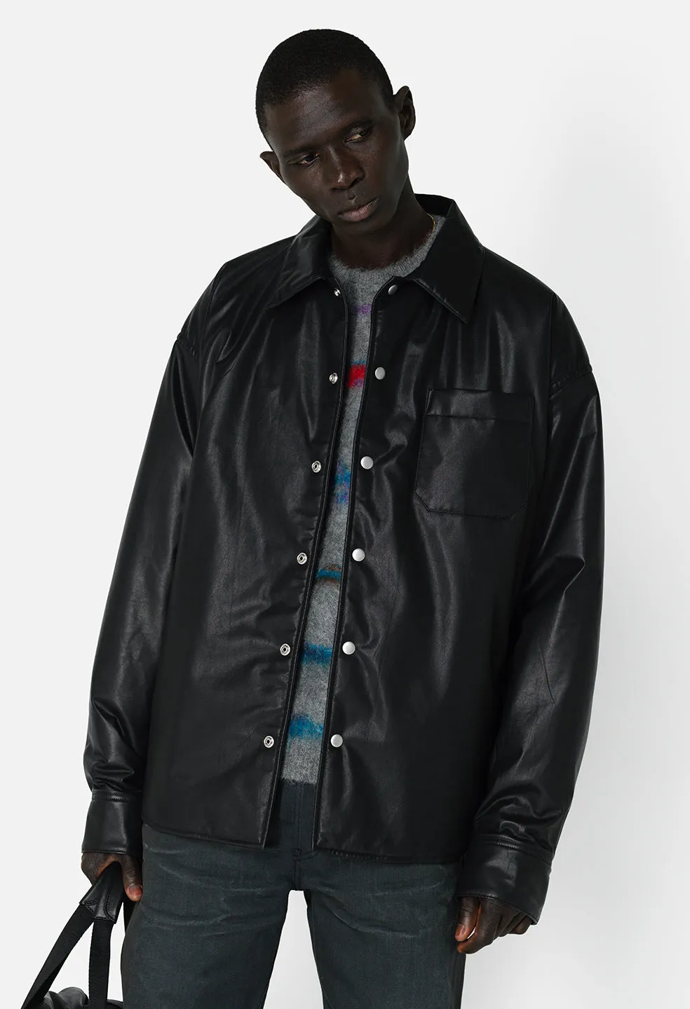 Leather Scout Overshirt / Black