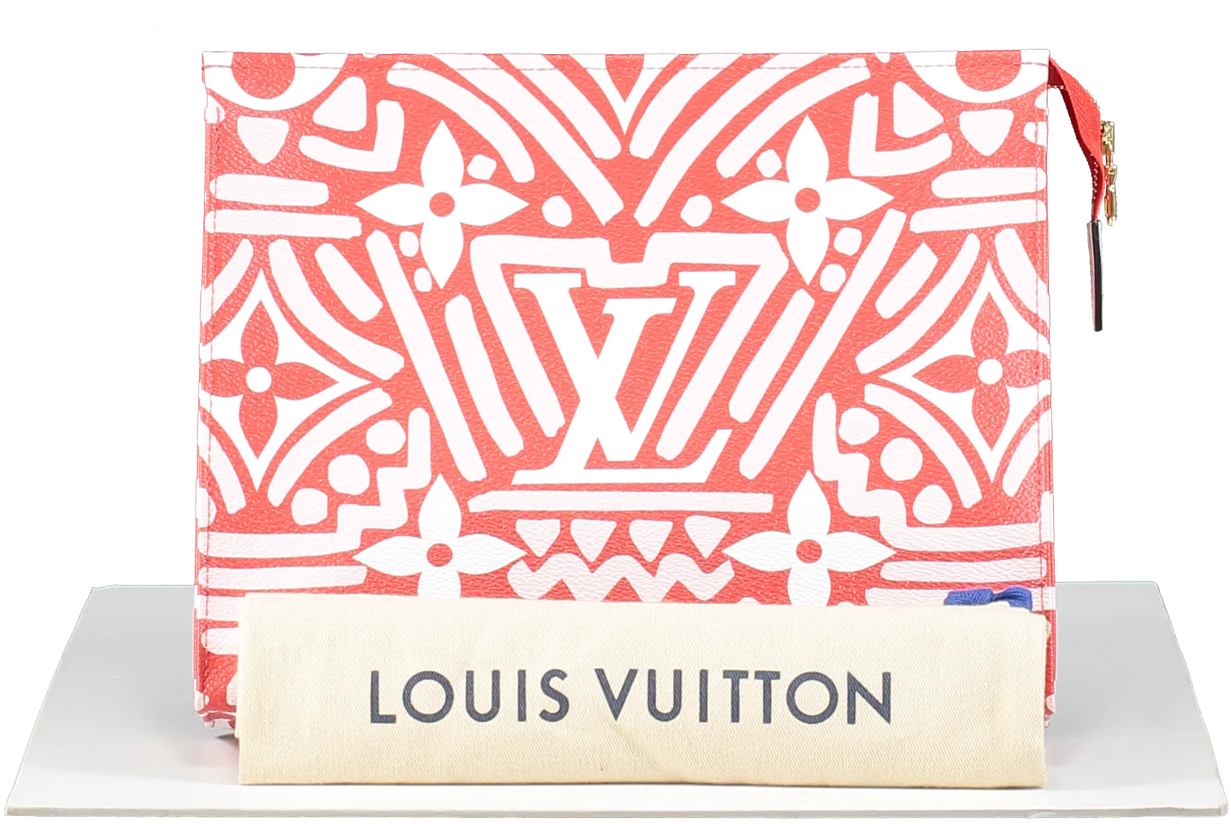 Louis Vuitton Rouge / Rose/ Cream Craft Collection Toiletry Pouch 26 Clutch Bag